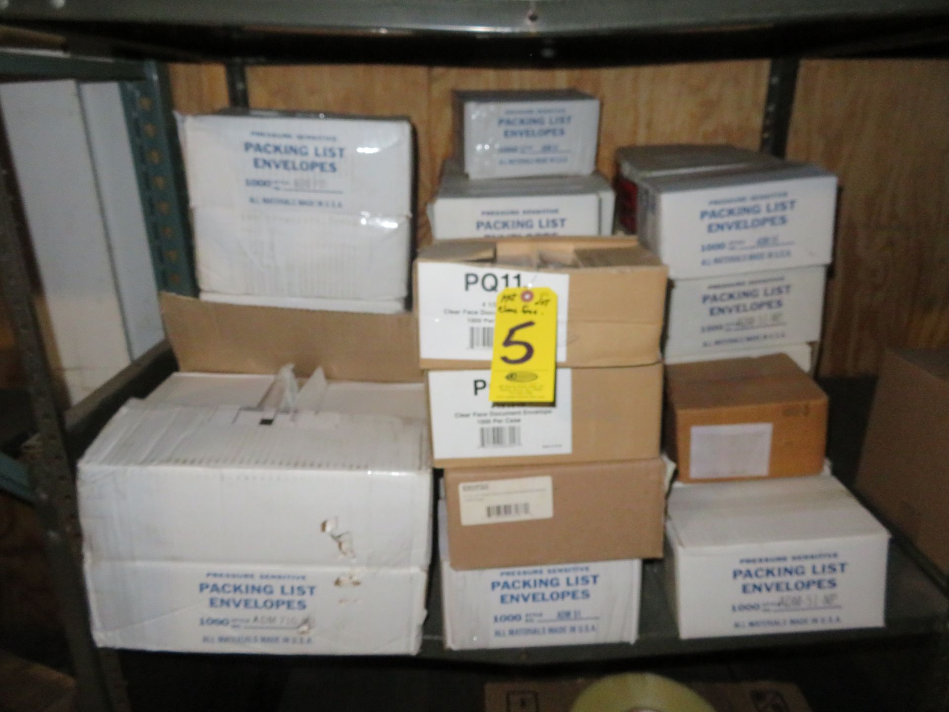 (37) BOXES ASST PACKING LIST ENVELOPES