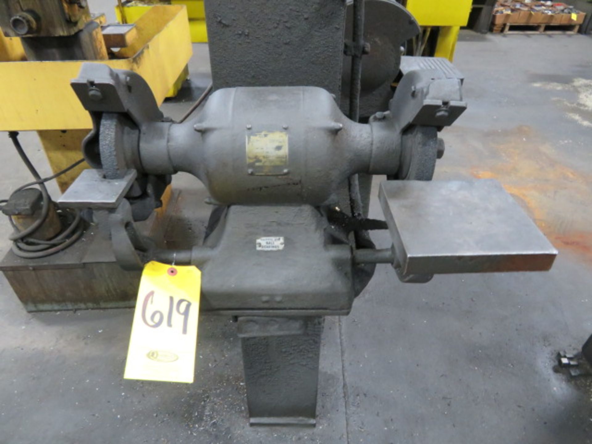 7" DOUBLE END GRINDER, 1/2HP, MOUNTED TO I-BEAM