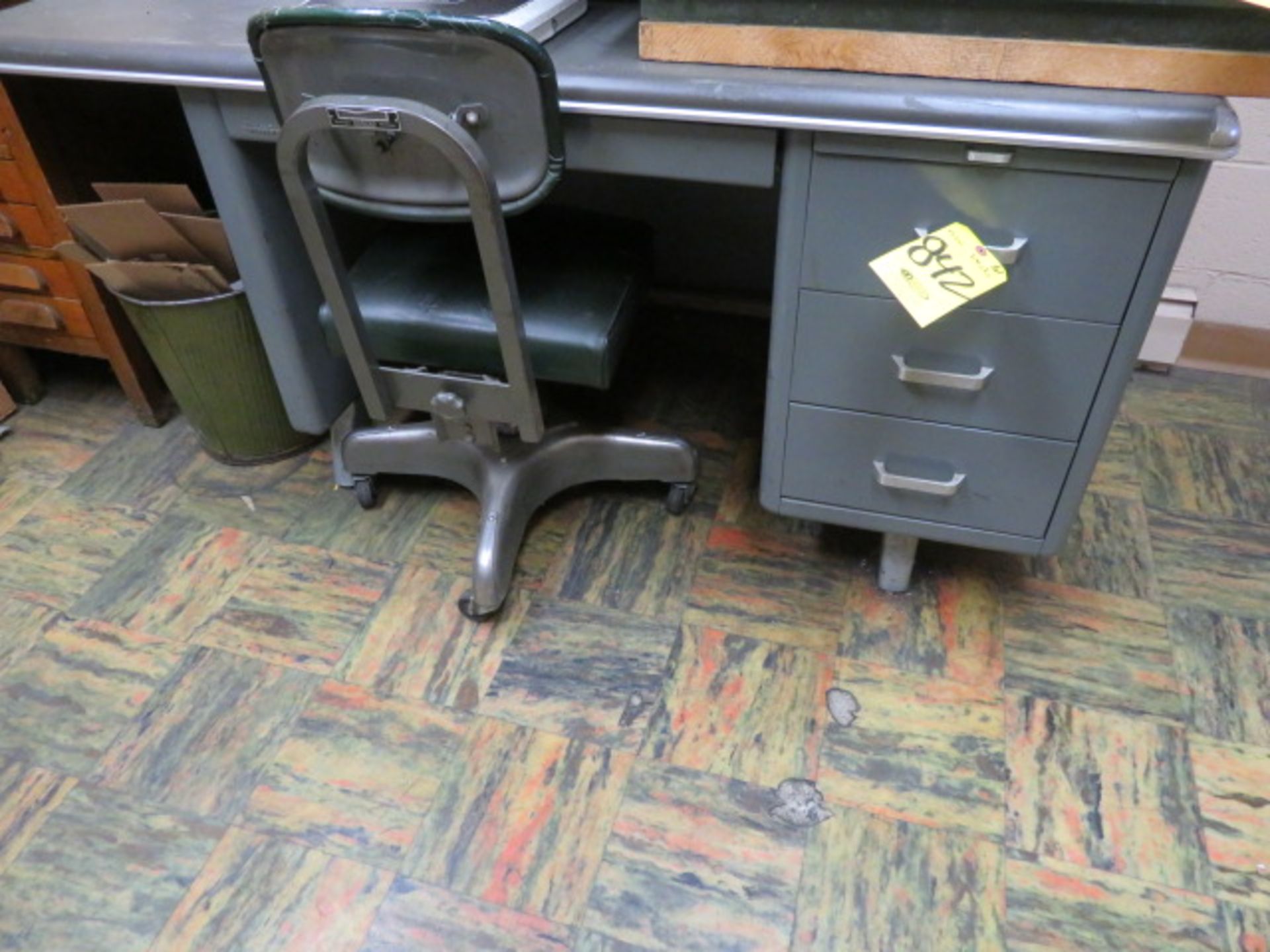 SINGLE PEDESTAL METAL DESK AND CHAIR