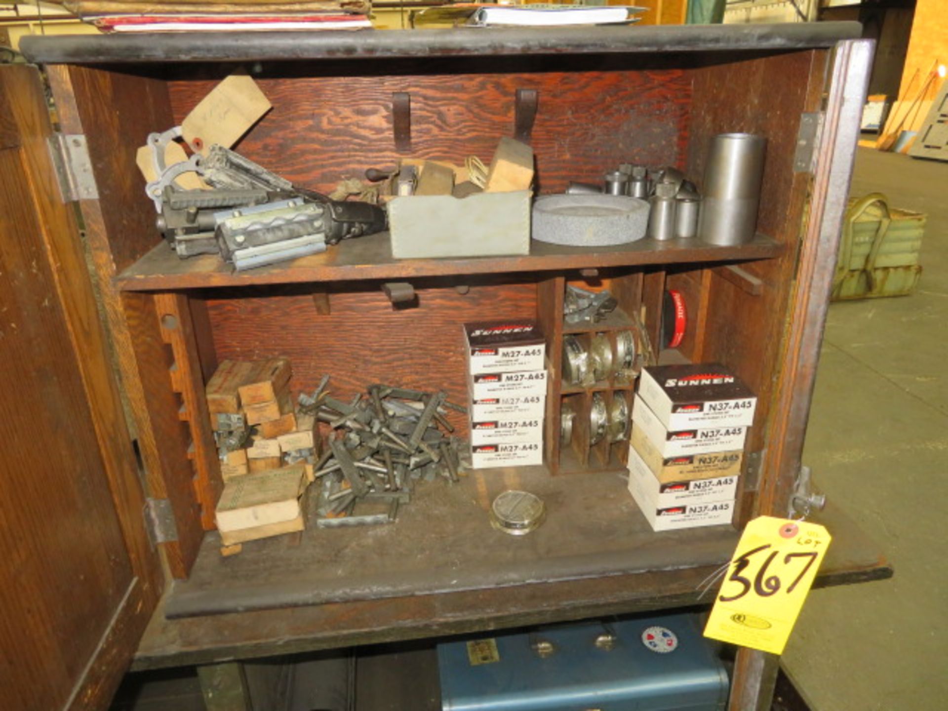 ASSORTED SUNNEN HONES, STONES AND ACCESSORIES-WOOD CABINET NOT INCLUDED