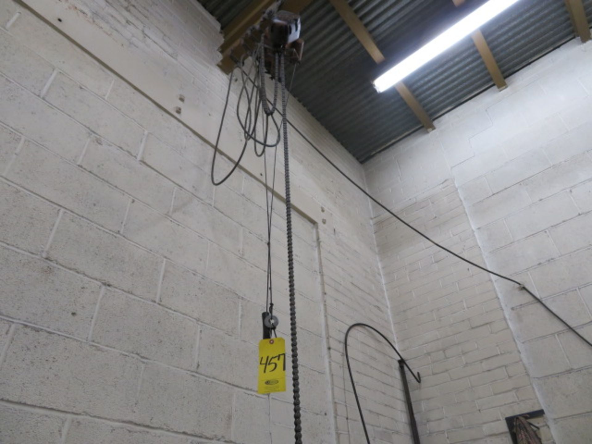 BUDGIT 1/4 TON ELECTRIC CHAIN HOIST W/TROLLEY