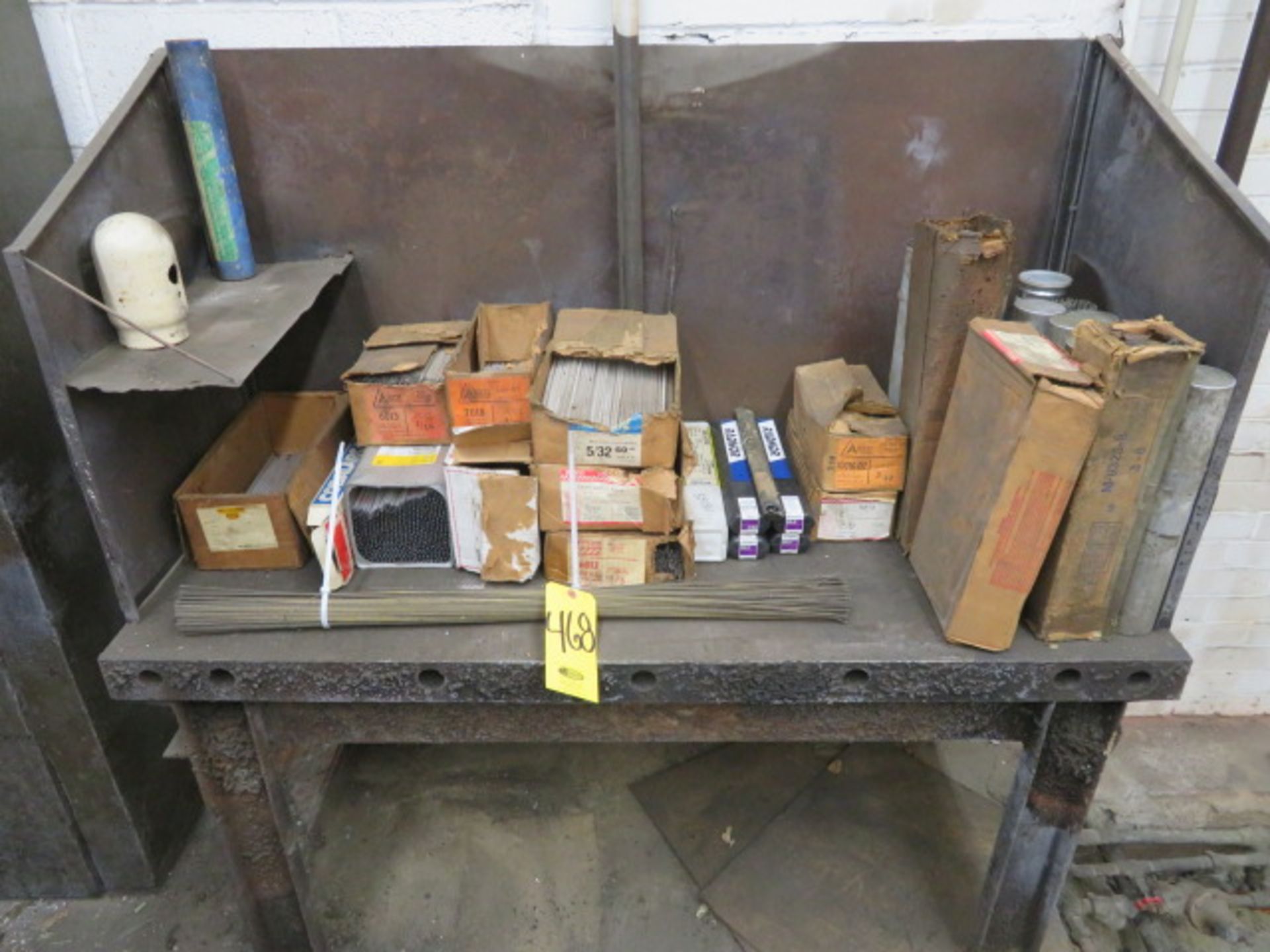 ASSORTED WELDING RODS AND WELDING TABLE