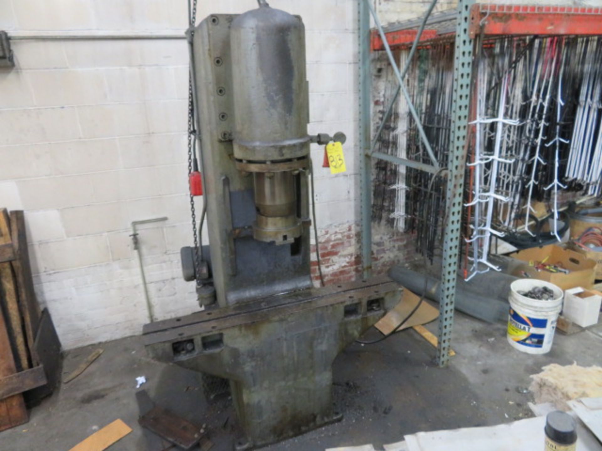 FRENCH OIL-HYDRAULIC POWER PRESS, 6-1/2" DIAMETER RAM, 7" X 48" TABLE, 24" STROKE - Image 2 of 2