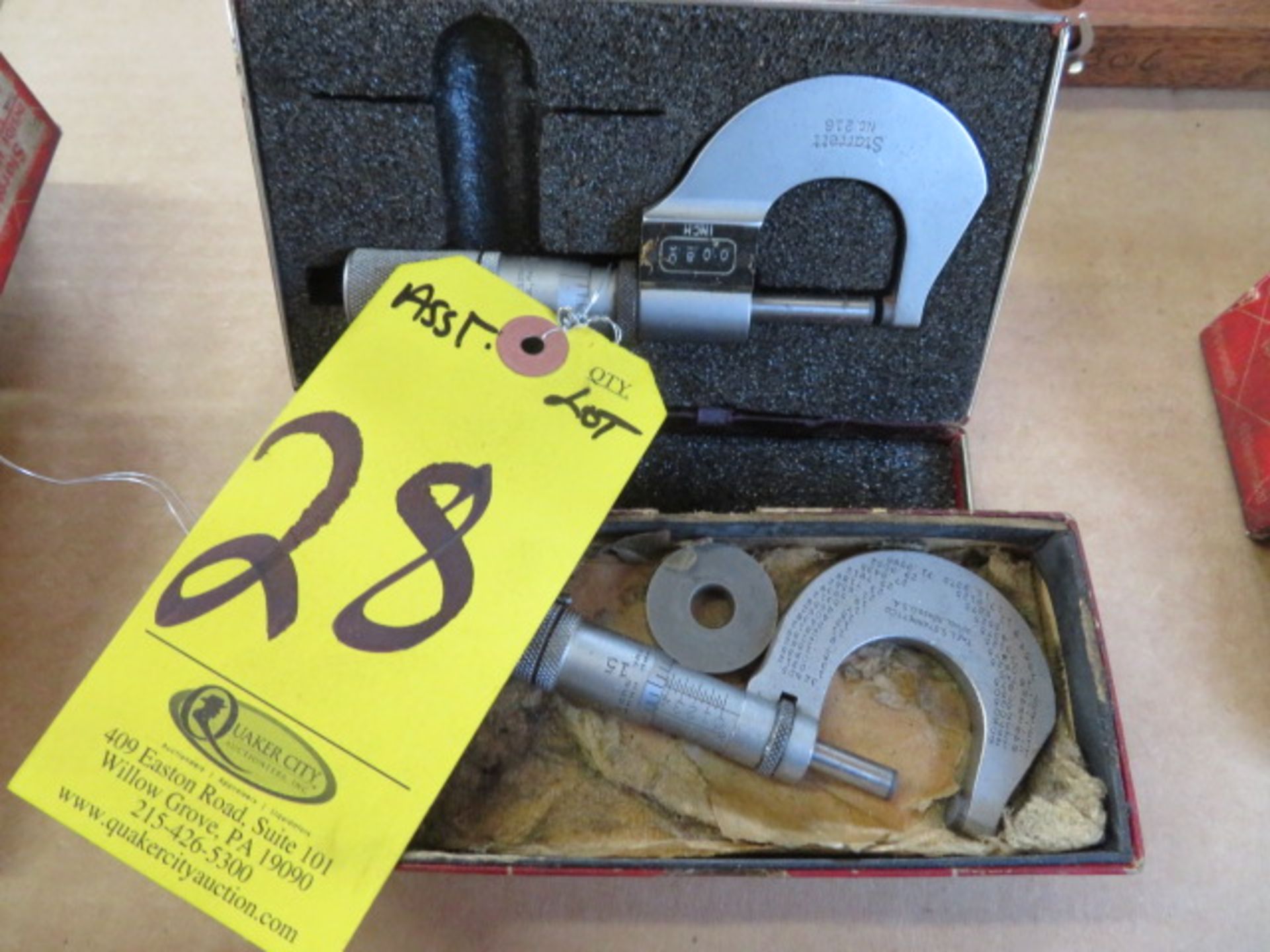 (2) STARRETT MICROMETERS (ONE WITH ANALOG READ-OUT)