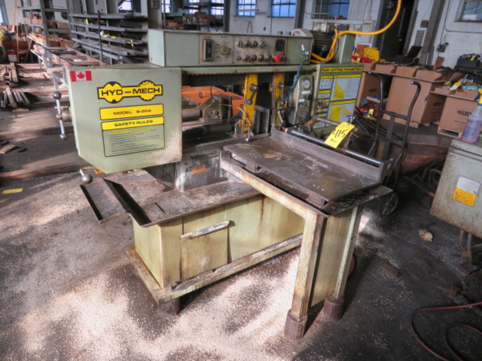 HYD-MECH S-20A AUTOMATIC HYDRAULIC BAND SAW, 20' ROLLER FEED, S/N 10293645...