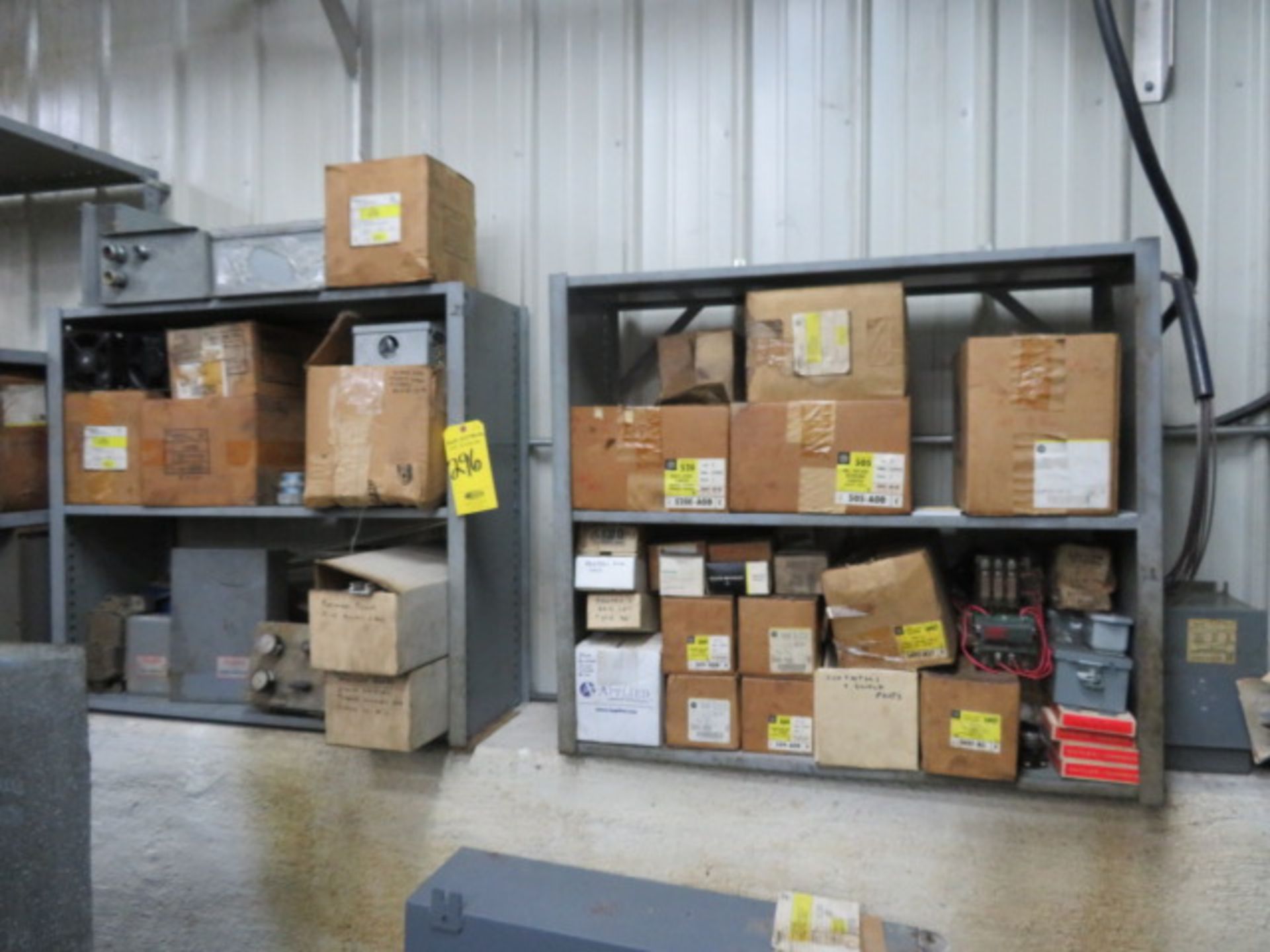 ASSORTED ELECTRICAL BOXES, STARTERS, BREAKERS AND PARTS
