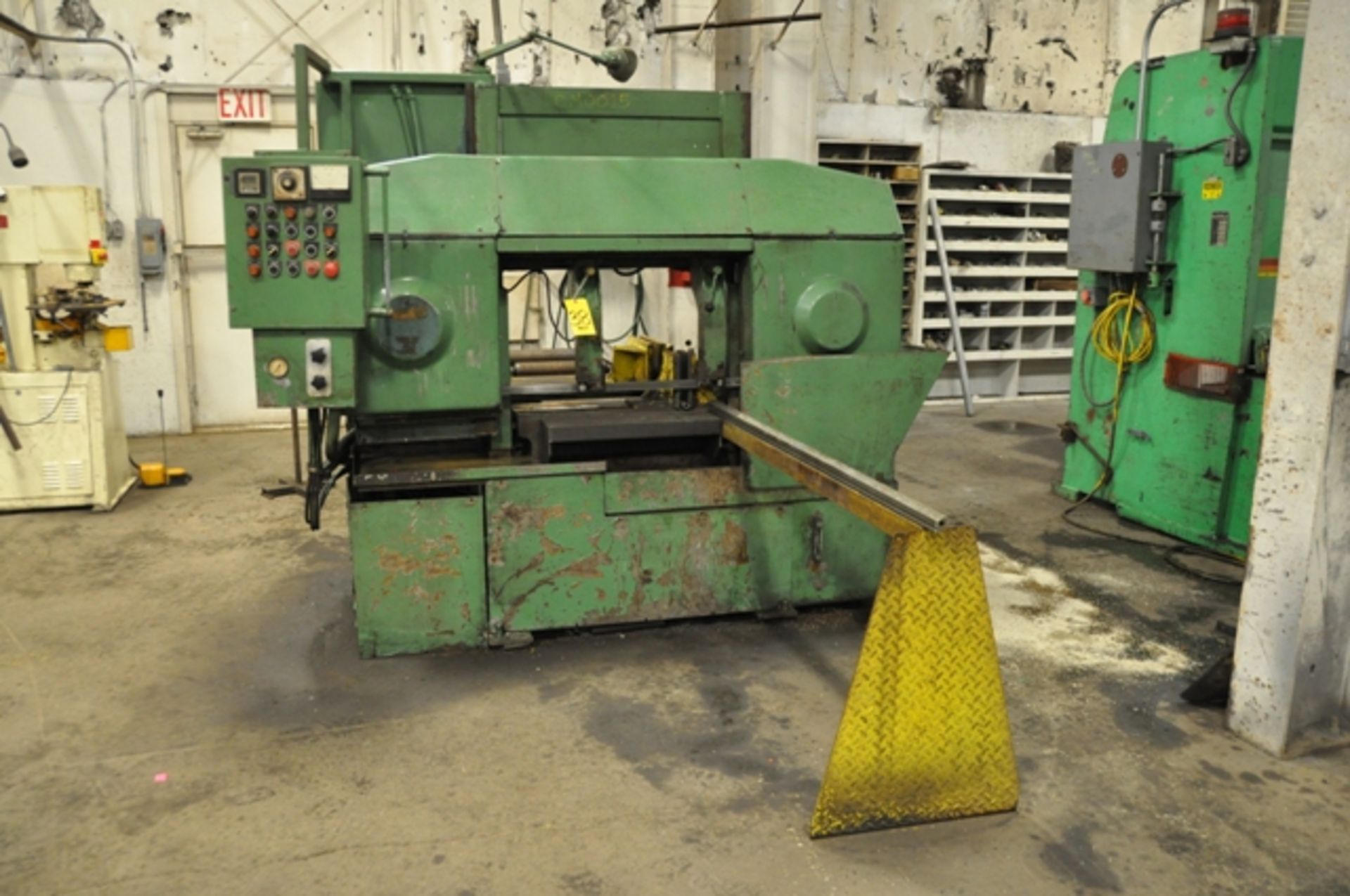 WELLS HORIZ. BAND SAW, SN. 1445, NEW 1974, MODEL 14, 15" X 18", 1-1/4" BLADE, HYDRAULIC BAR FEED,