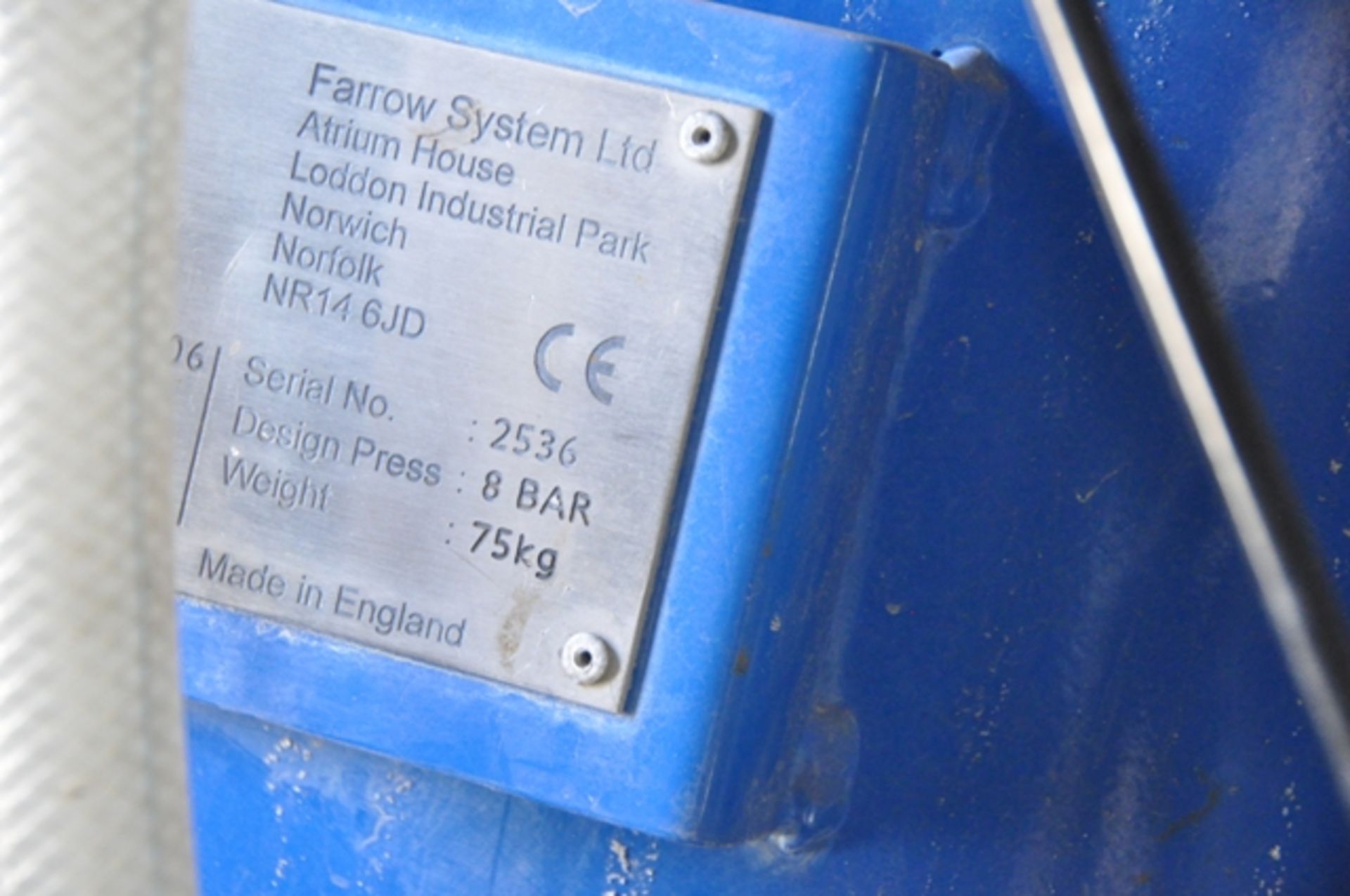 FARROW SYSTEMS BLAST SYSTEM, 185 CFM, FOR REMOVAL OF SURFACE COATINGS, VAPOR BLASTOR, SN.2536, - Image 3 of 25