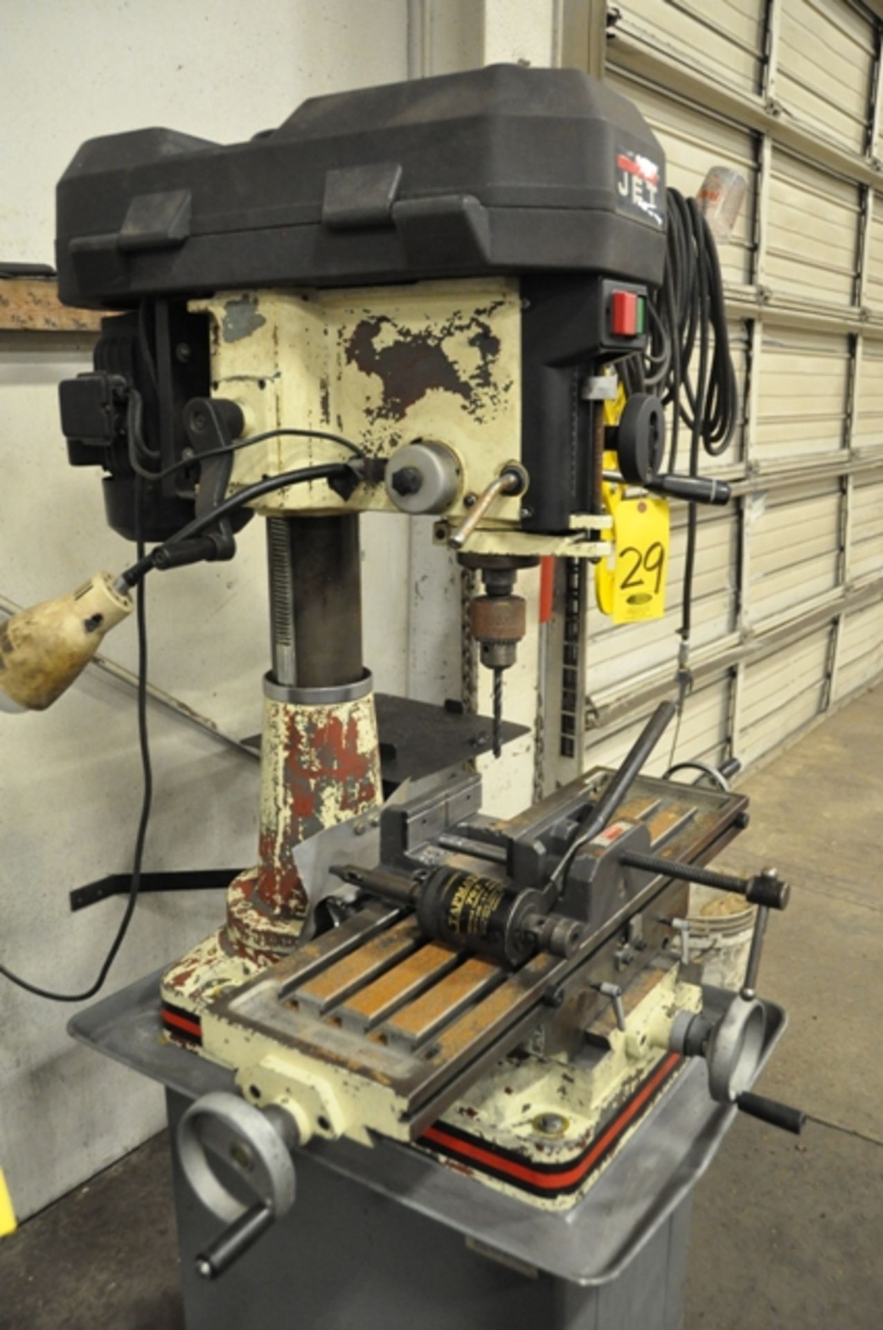 JET BENCH MILL ON WILTON CABINET BASE, HAND FEED, STEP PULLEY SPEEDS, 150 TO 3000 RPM, MORSE TAPER - Image 3 of 5