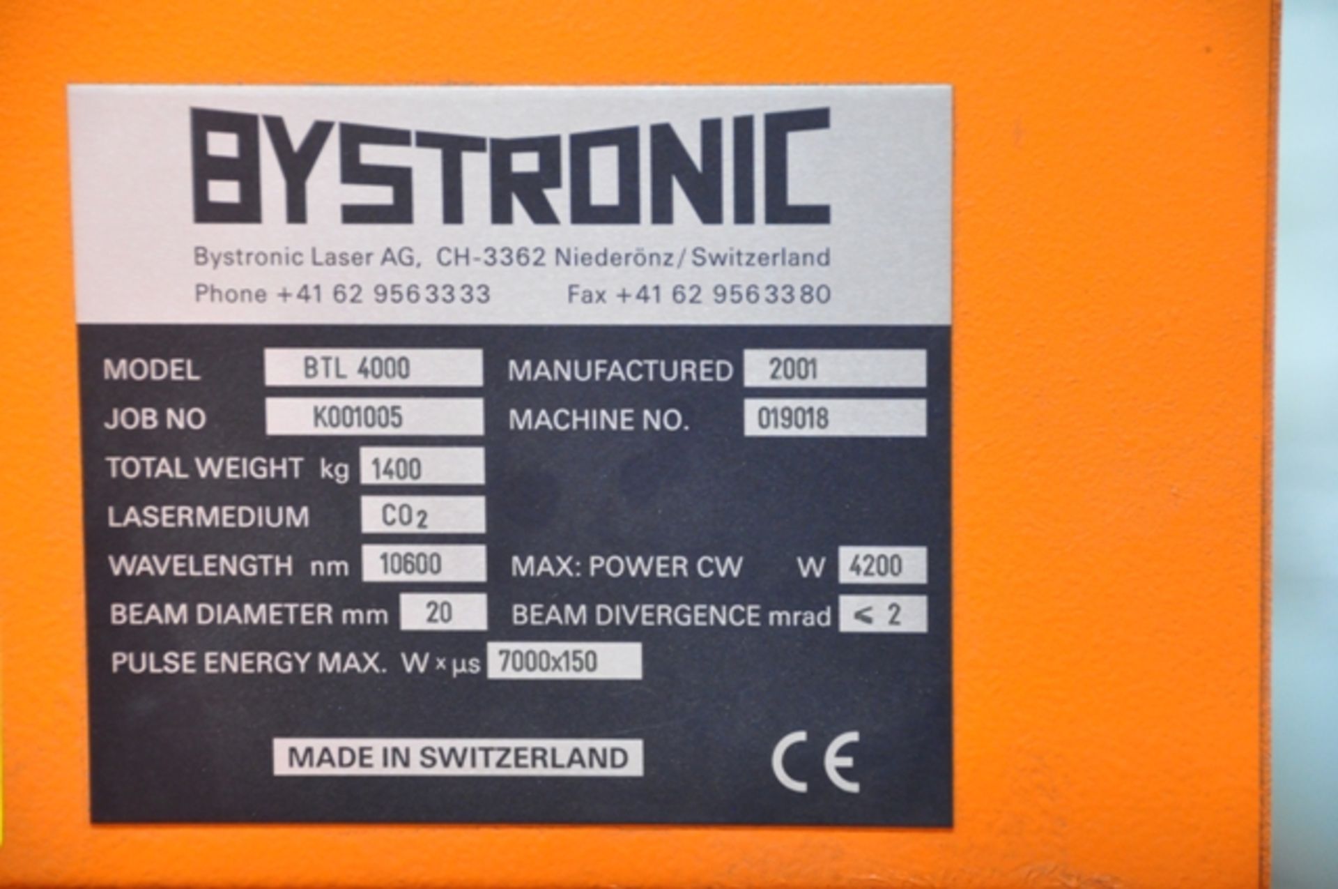 BYSTRONIC LASER, SN. 1502, NEW 2001, MODEL BYSTAR3015-2, 4000 WATT, TRAVELS: 120" X, 60" Y, 8"Z, - Image 20 of 22