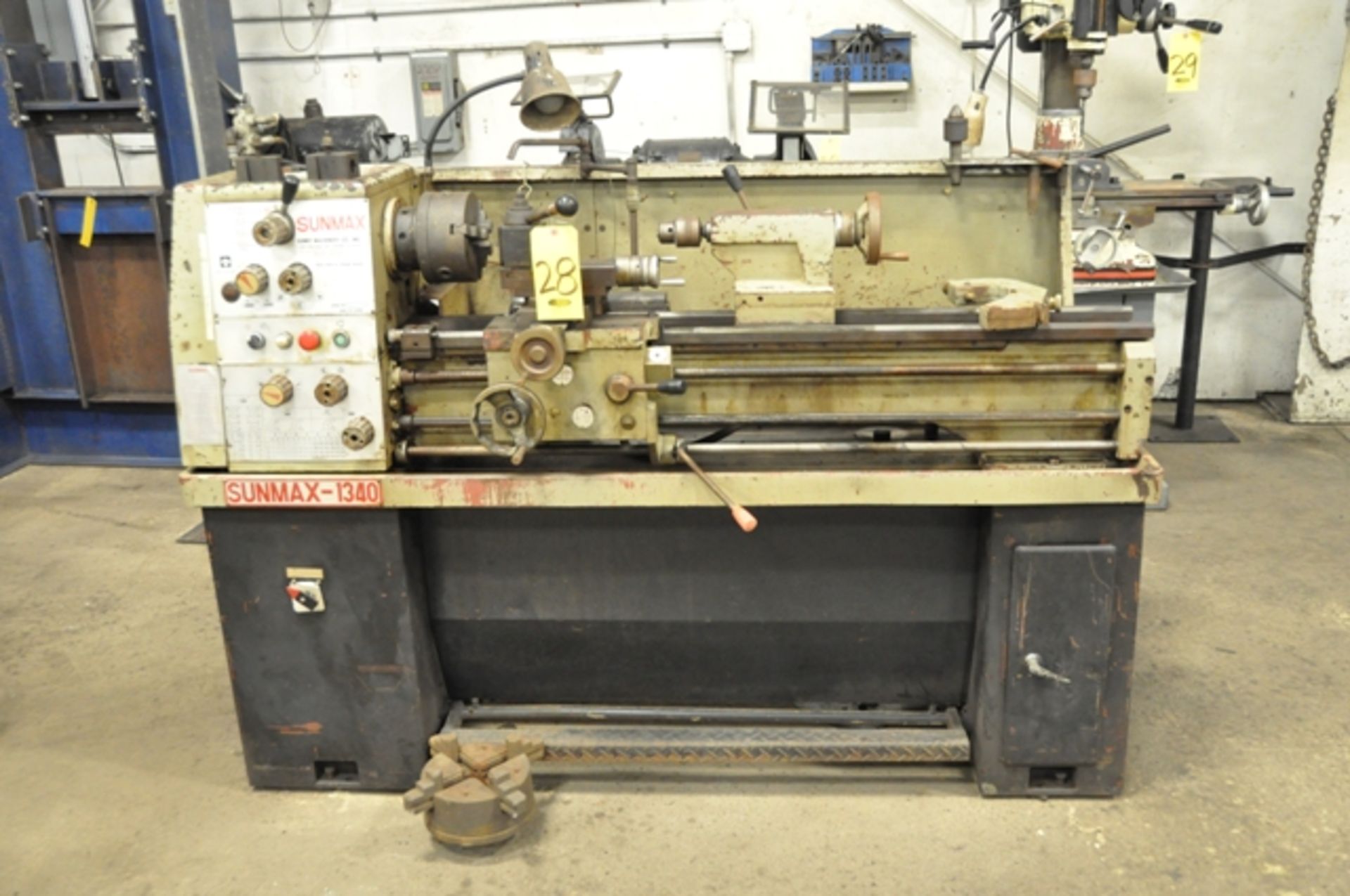 SUNMAX ENGINE LATHE 13" X 40", SN. 6795, NEW 1988, MODEL 1340, GAP BED, QUICK CHANGE TOOL POST