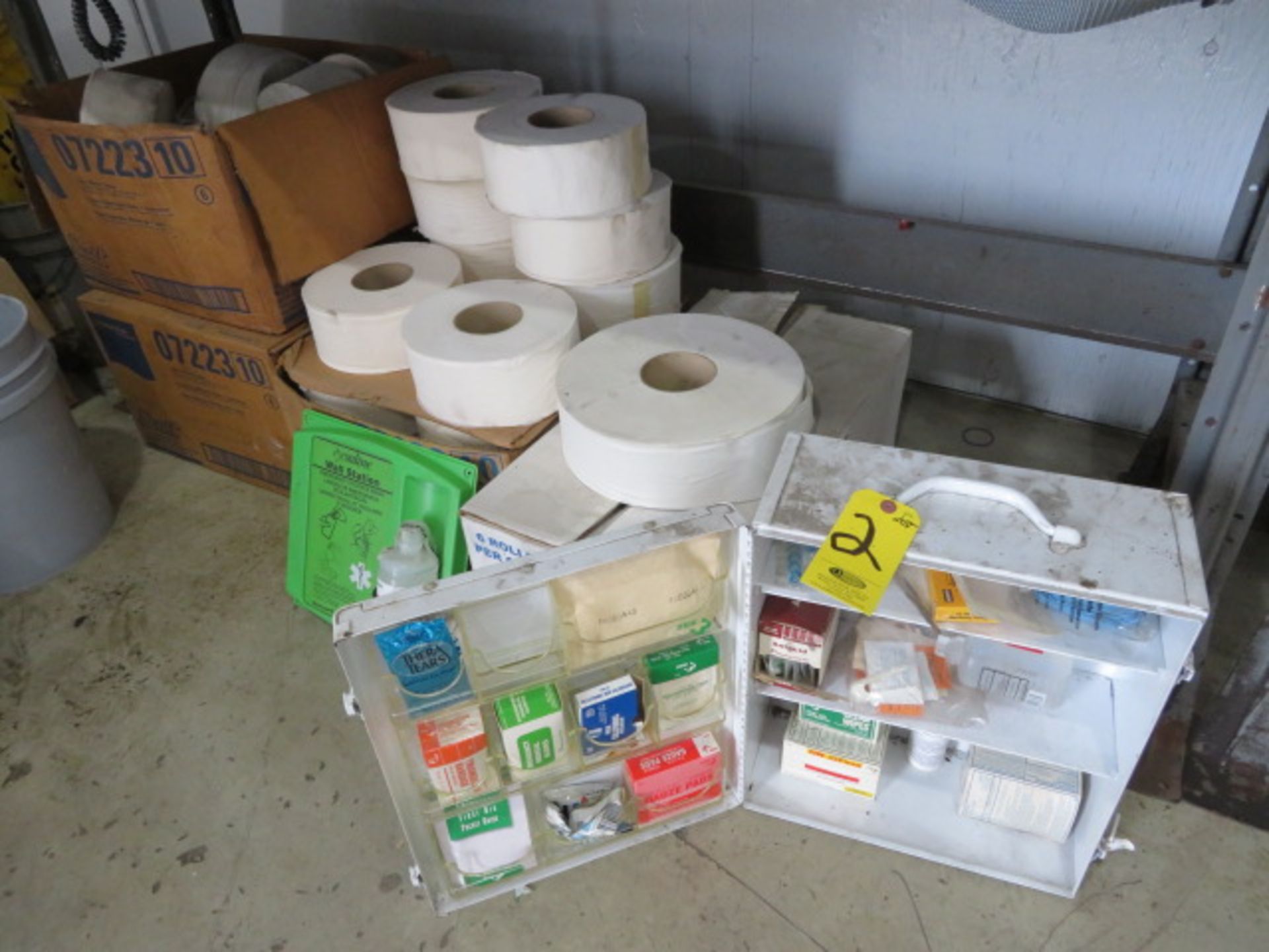 ASSORTED ROLLS OF BATHROOM TISSUE AND FIRST AIDE SUPPLIES (LOCATED IN LUMBERTON,NJ)