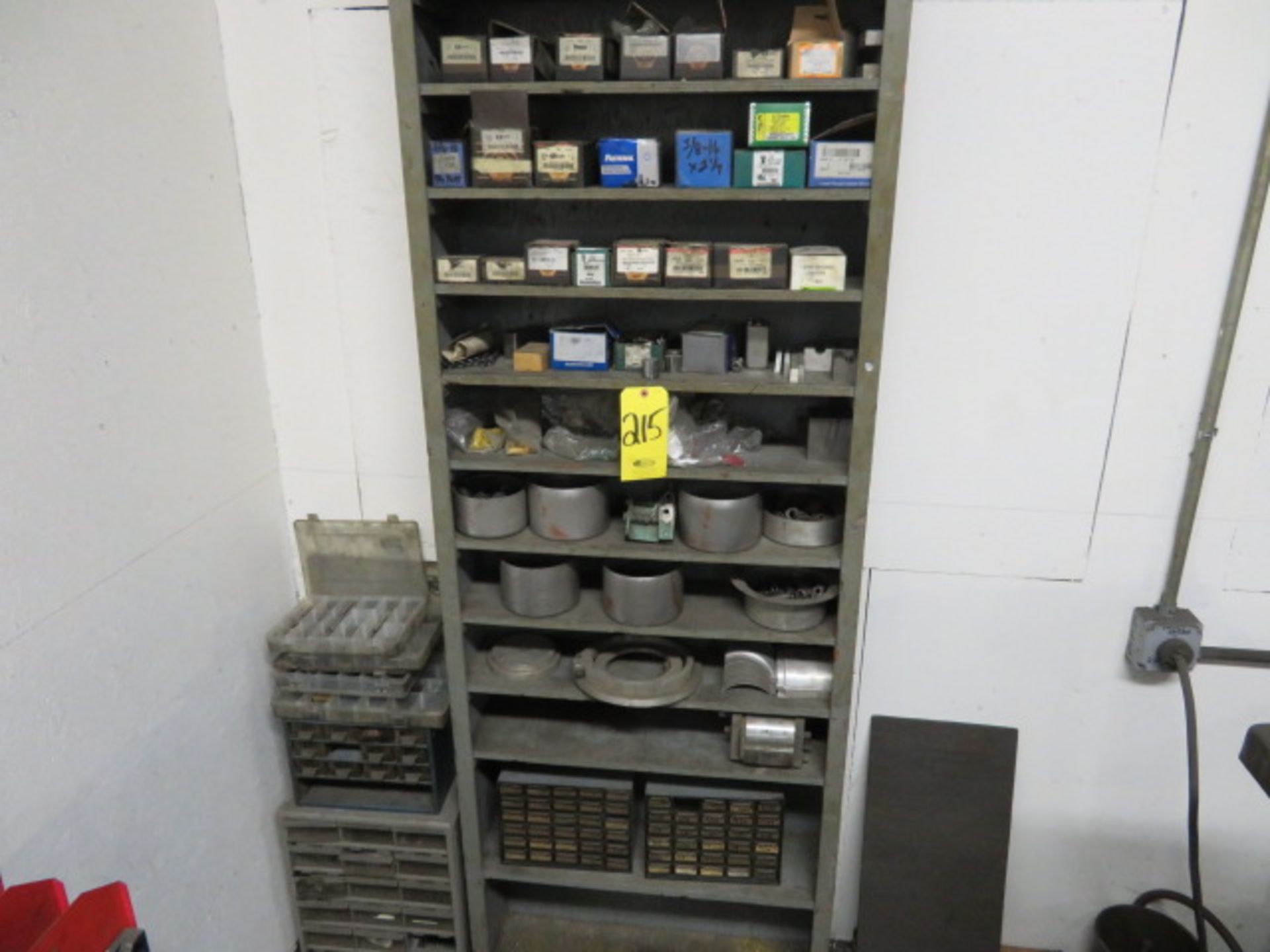 SHELF UNIT WITH ASSORTED HARDWARE AND PRESS DIE ACCESSORIES