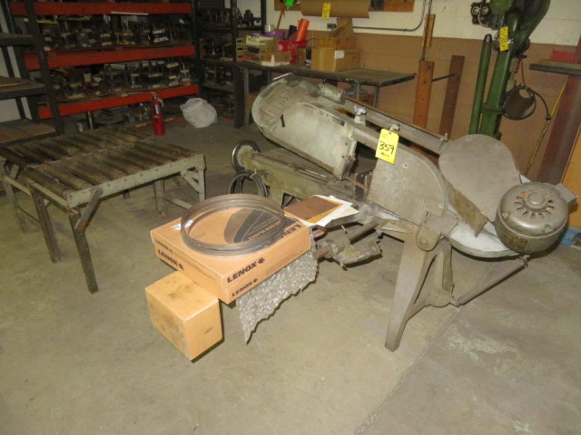 WELLS 8-M-43 HORIZONTAL METAL BAND SAW, S/N 5844, 8" X 16" WITH (2) NEW BLADES