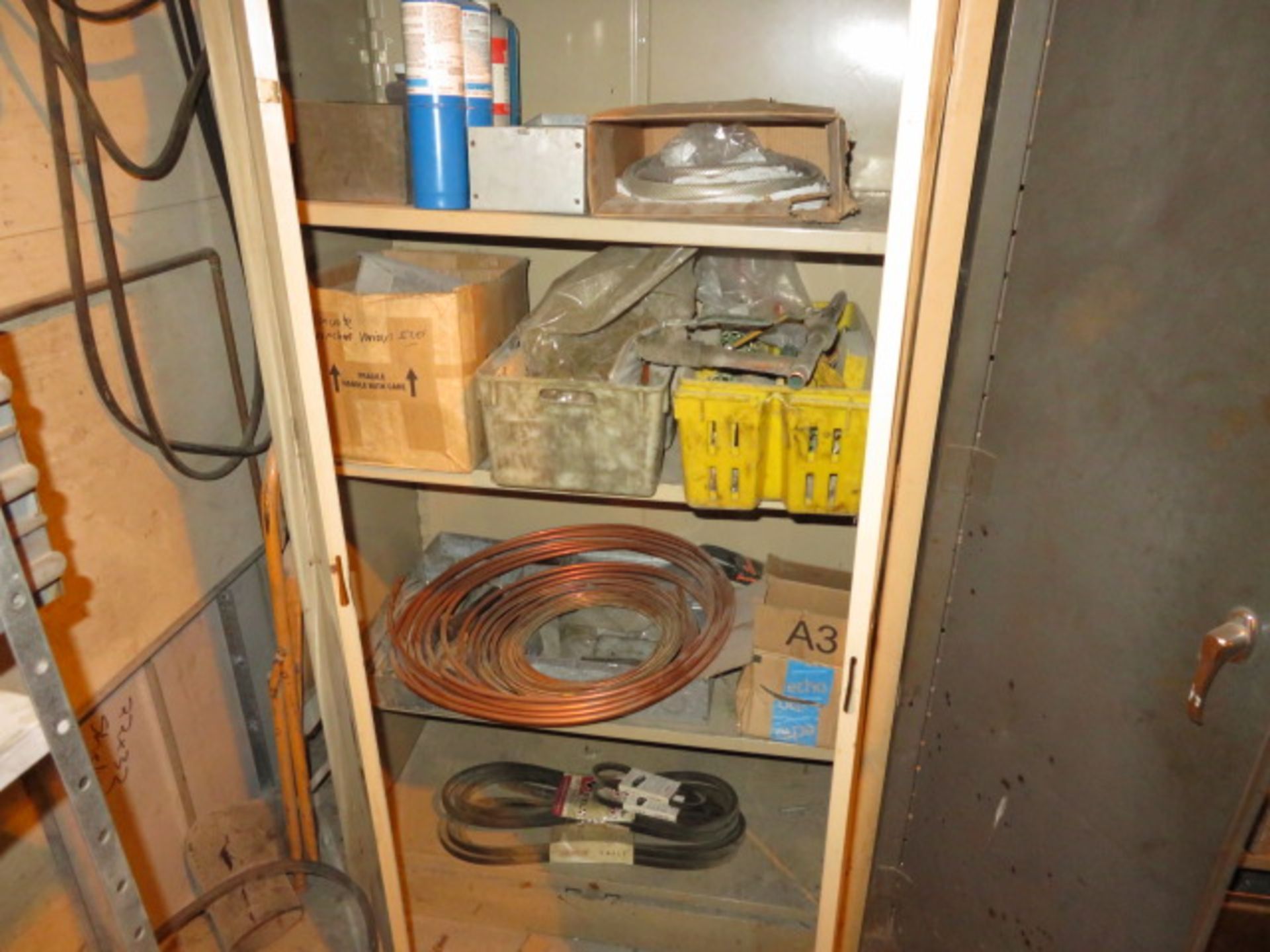 ASSORTED HARDWARE, COPPER TUBING, PIANO HINGES AND (3) DOUBLE-DOOR… - Image 2 of 7