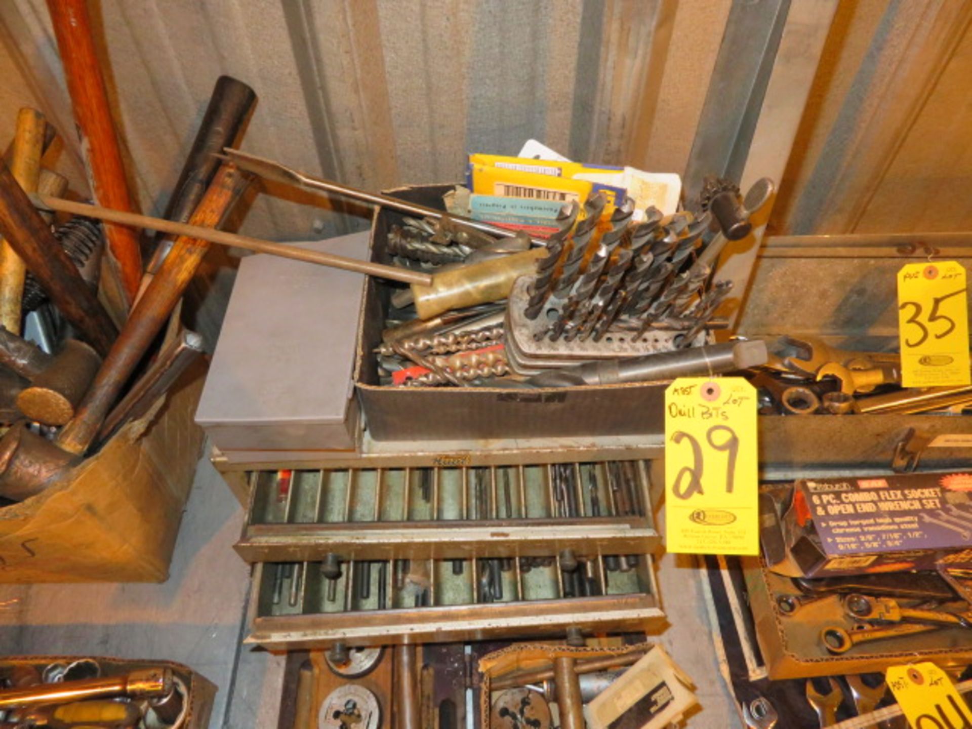 ASSORTED DRILL BITS AND CABINET