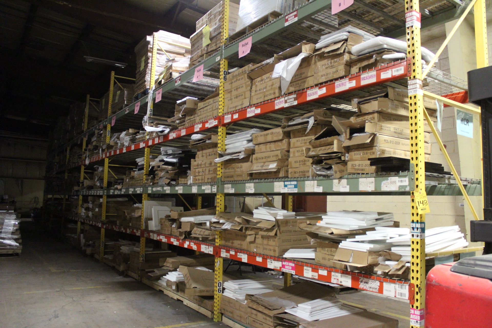 (14) SECTIONS TEARDROP PALLET RACKING-(15) 192" X 48" UPRIGHTS, (104) 108" BEAMS W/ WIRE SHELVES... - Image 2 of 2