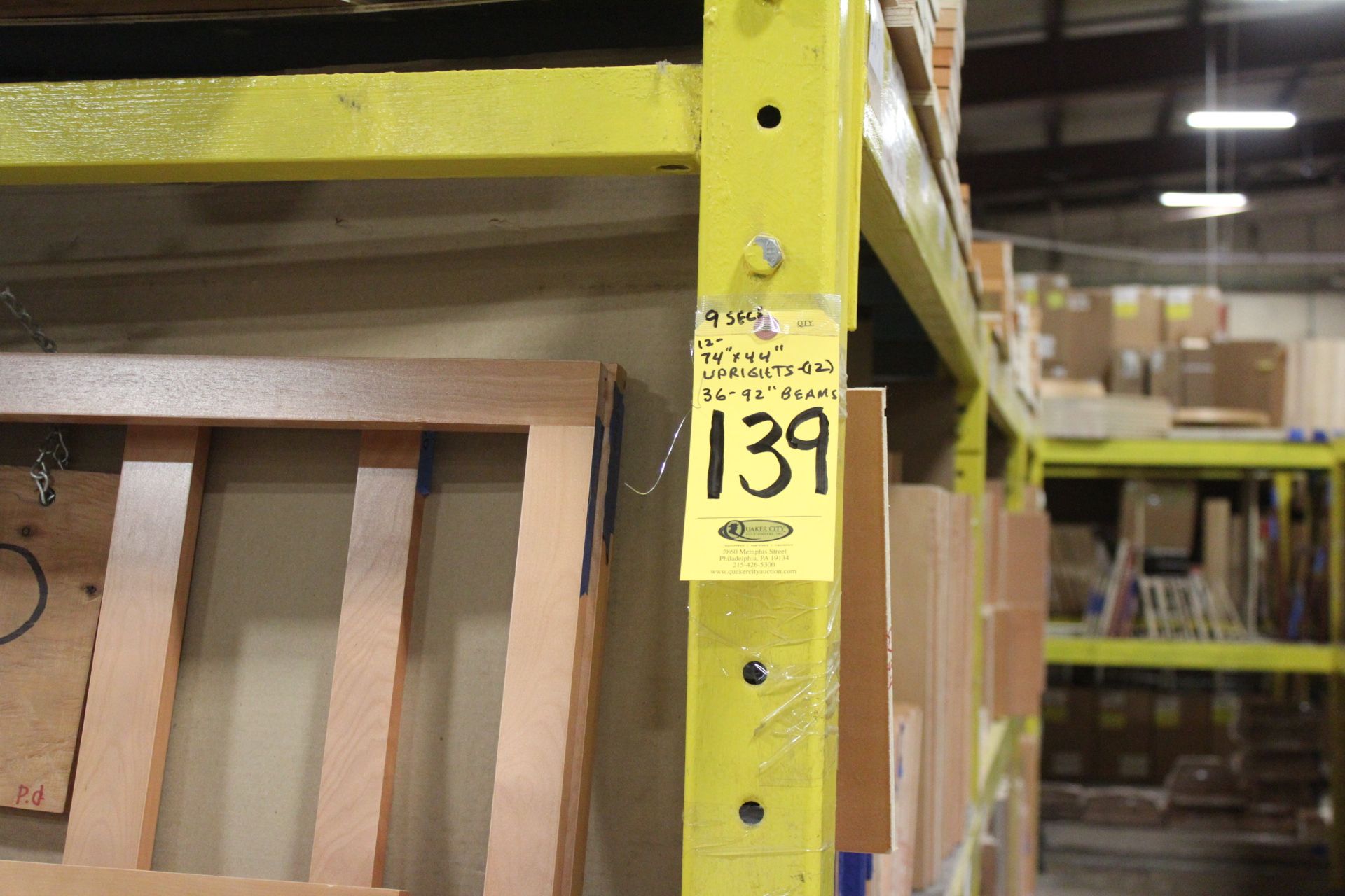 (9) SECTIONS BOLT-ON PALLET RACKS-(12) 74" X 44" UPRIGHTS, (36) 92" BEAMS-NO CONTENTS
