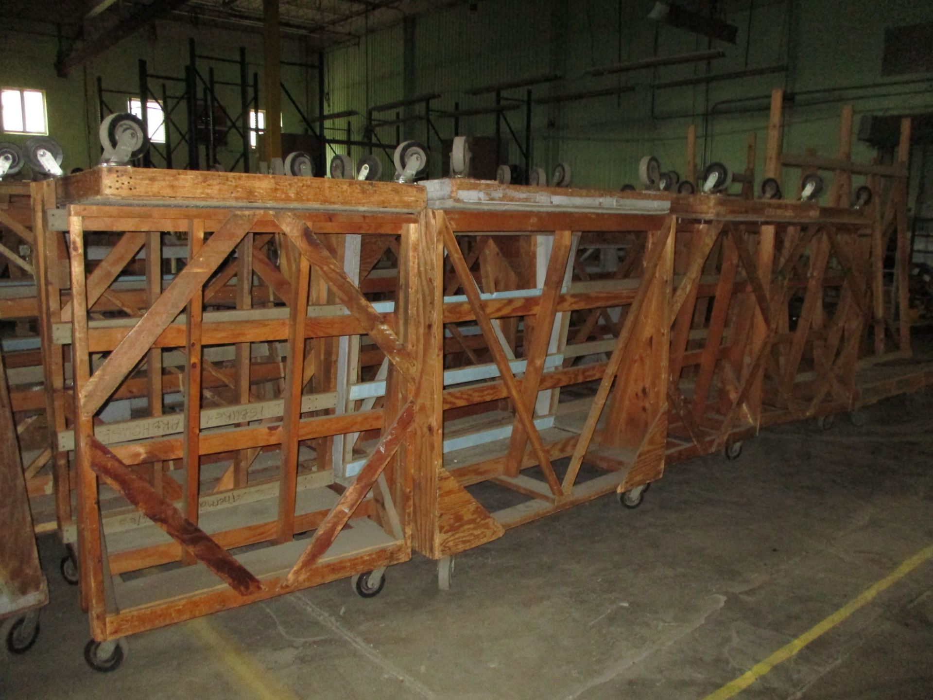 (6) Wood A-Frame Carts, 26" x 63" x 56"