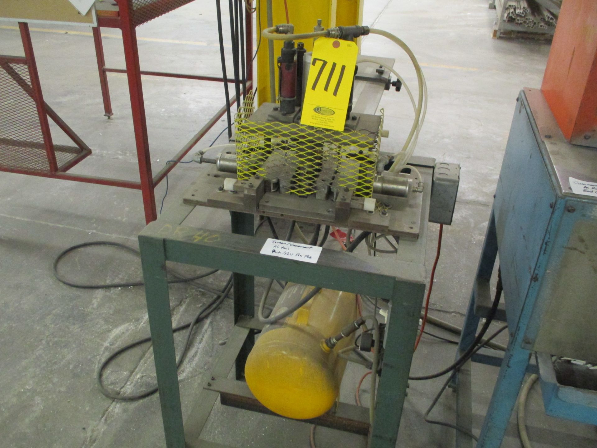 Casement Rail Push Pull Pin Pneumatic Punch with Foot Control, on Steel Stand