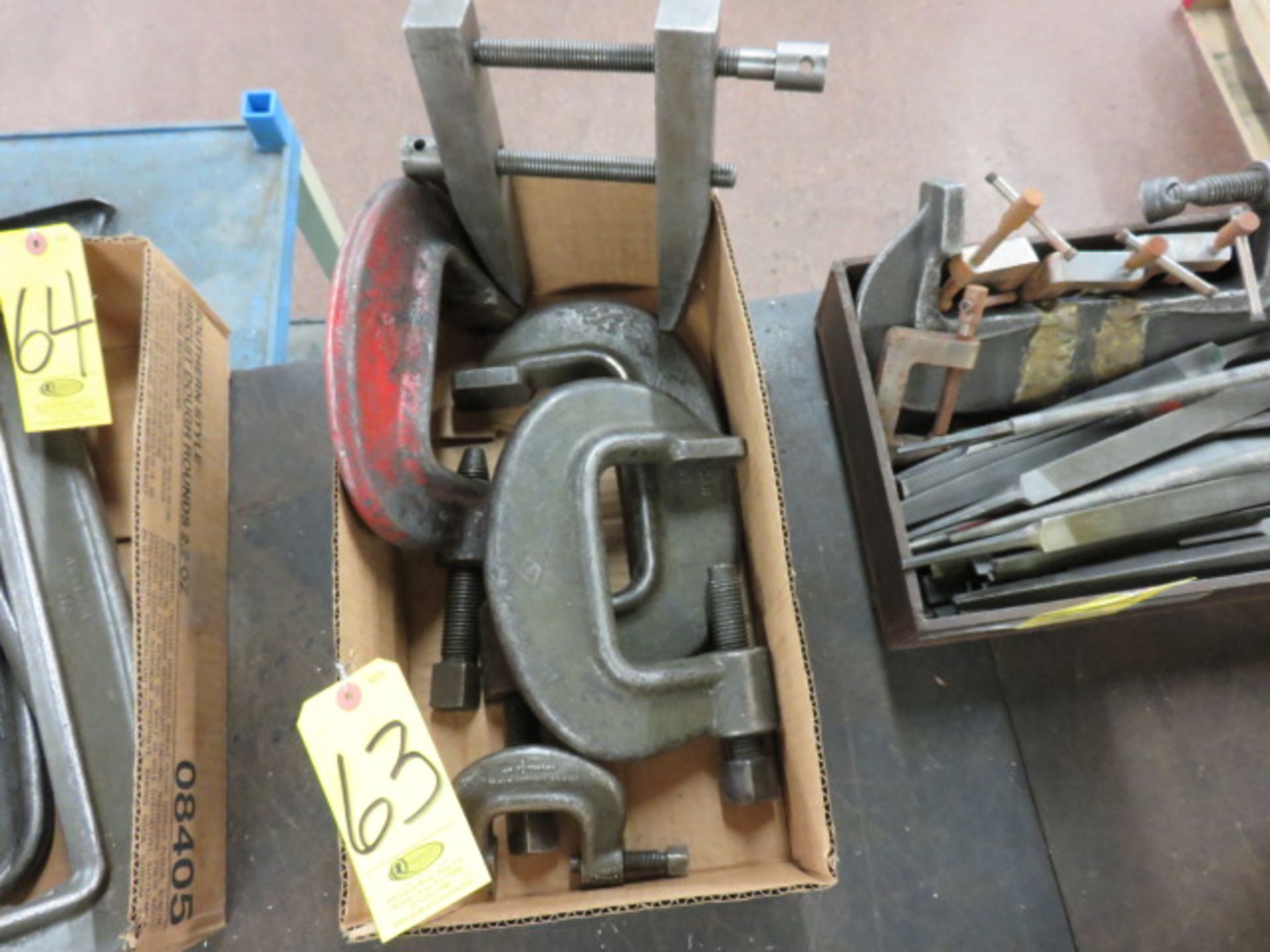 (4) HD C-CLAMPS AND LG. MACHINIST CLAMP