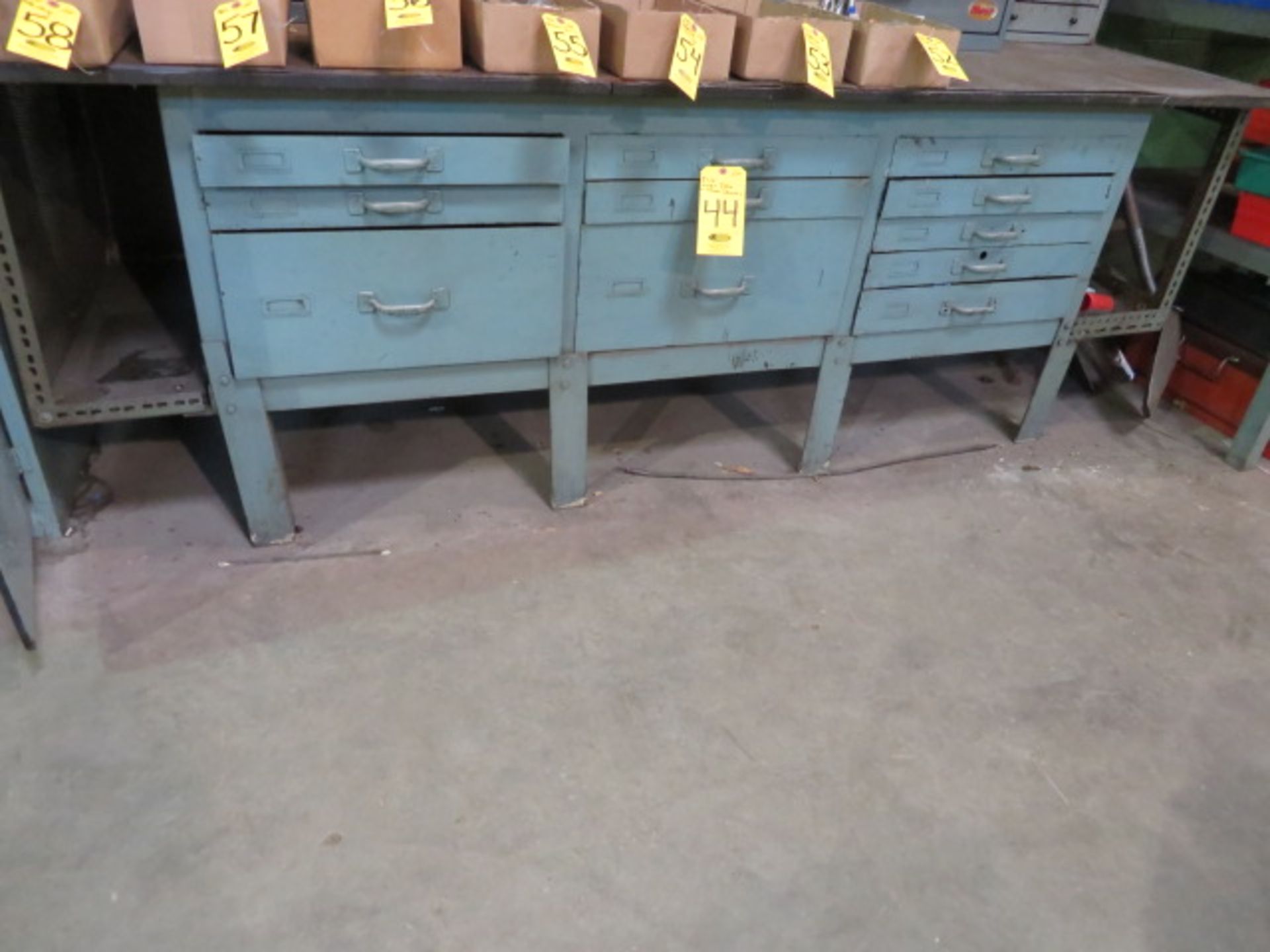 8 FT. STEEL WORKBENCH W/DRAWERS AND WELDED BACK PANEL