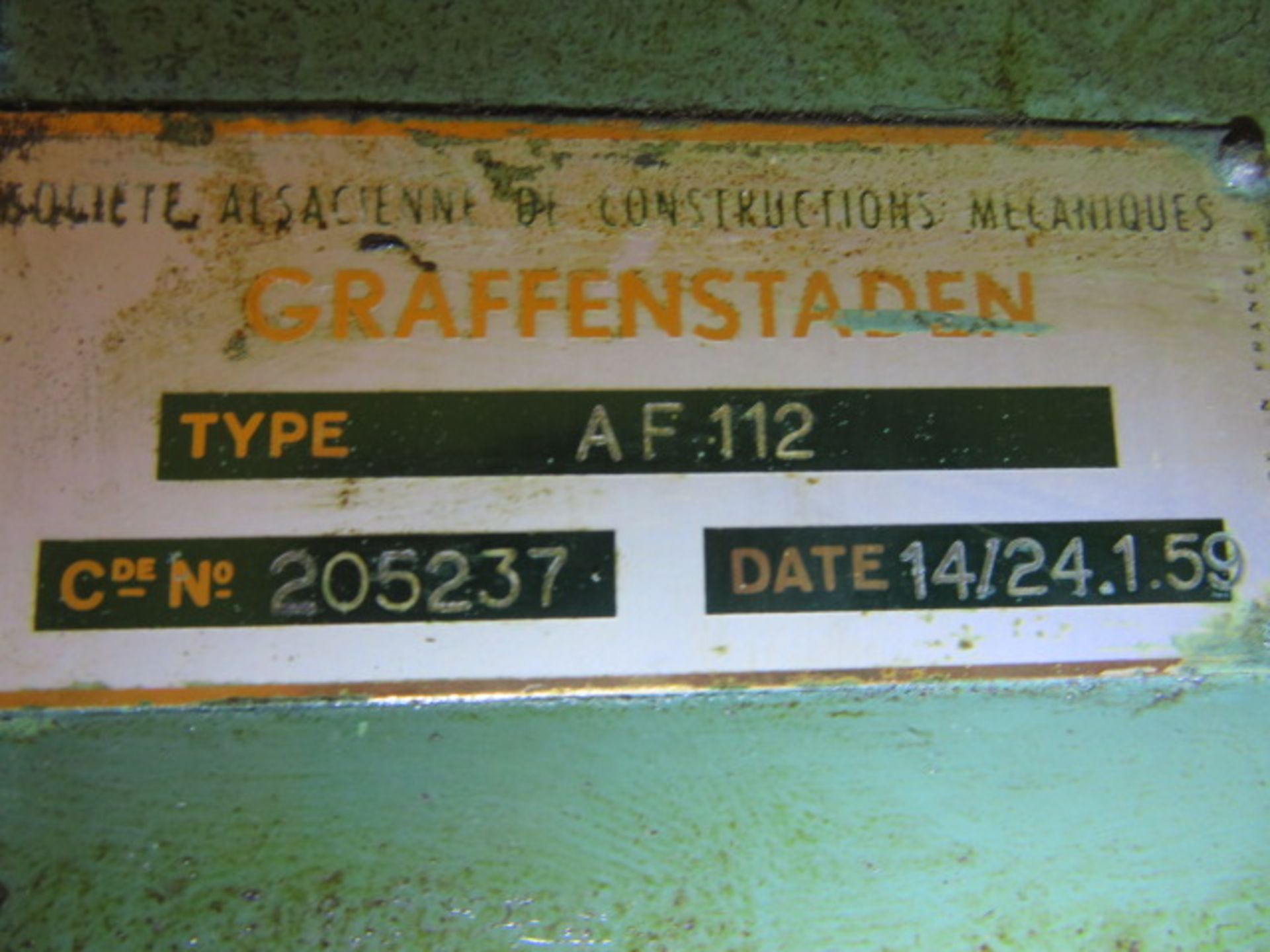 GRAFFENSTADEN AF112 4-1/2 IN. TABLE TYPE BORING MILL, S/N 205237, X-78.74 IN., Y-55 IN., Z-62.99 IN - Image 7 of 10