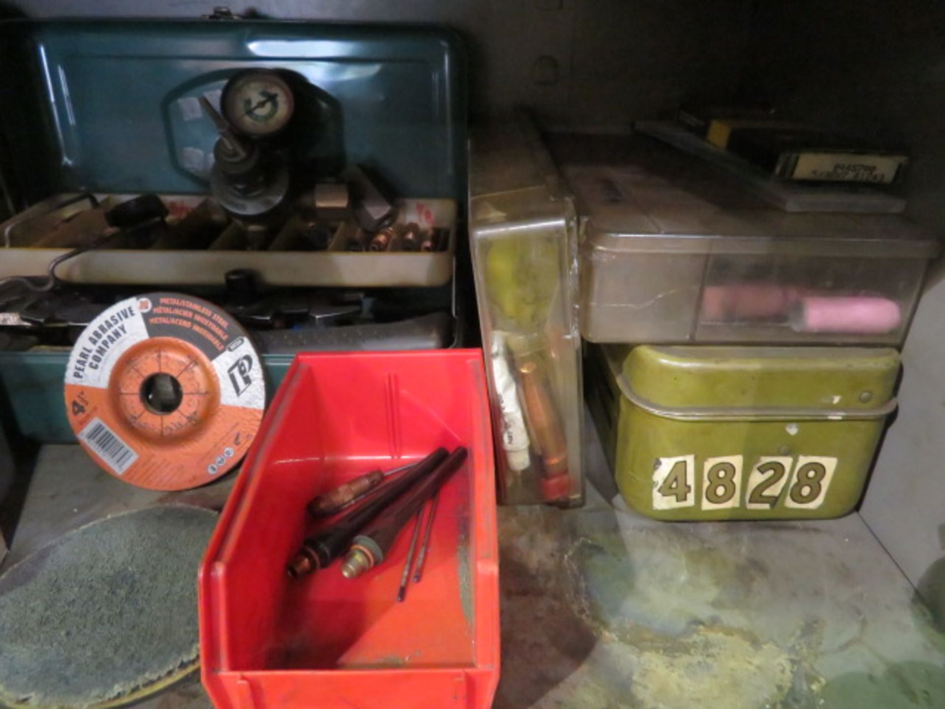 CABINET W/WIRE BRUSHES, WELDING TIPS AND ACCESSORIES - Image 4 of 5
