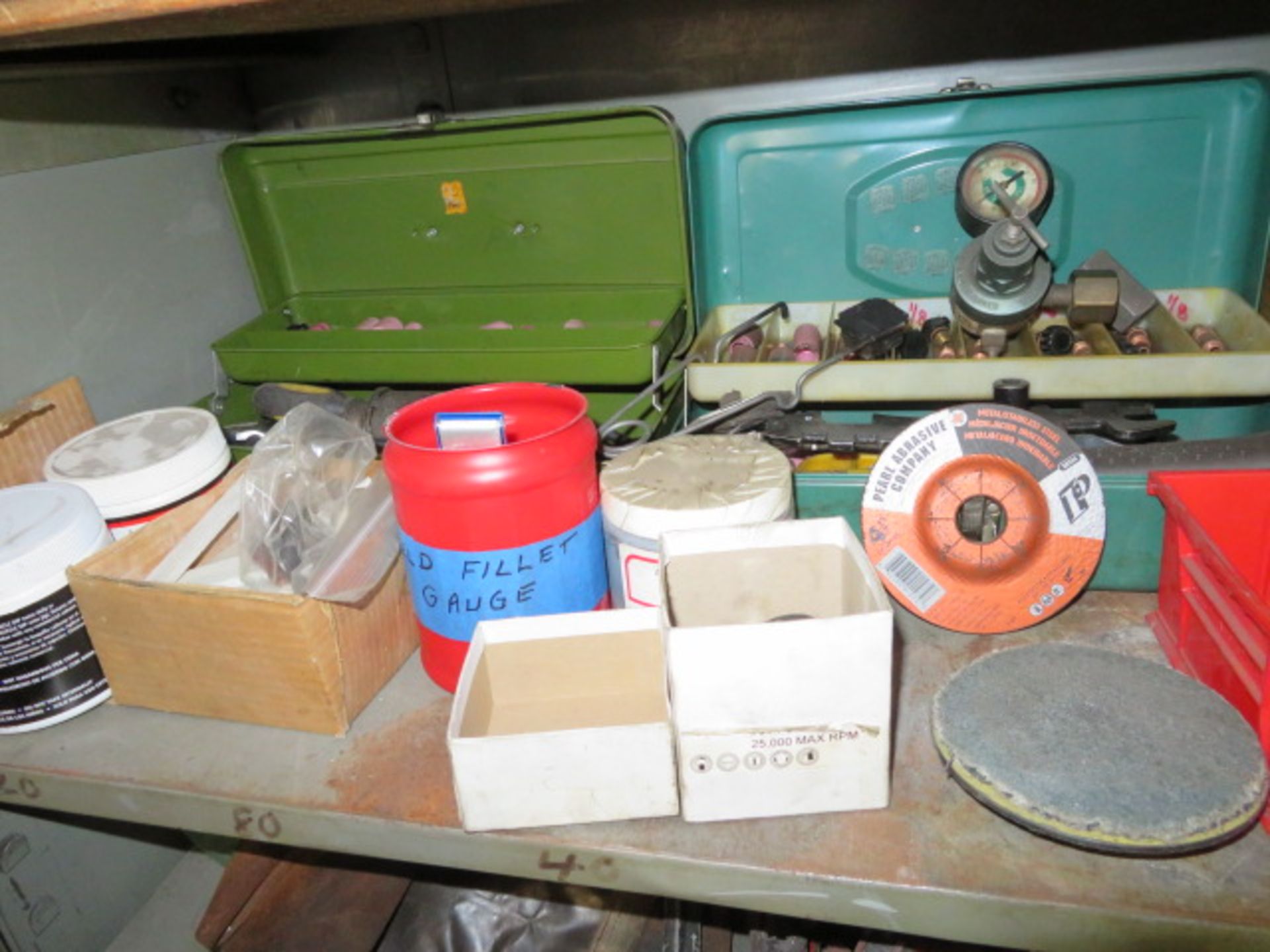 CABINET W/WIRE BRUSHES, WELDING TIPS AND ACCESSORIES - Image 3 of 5