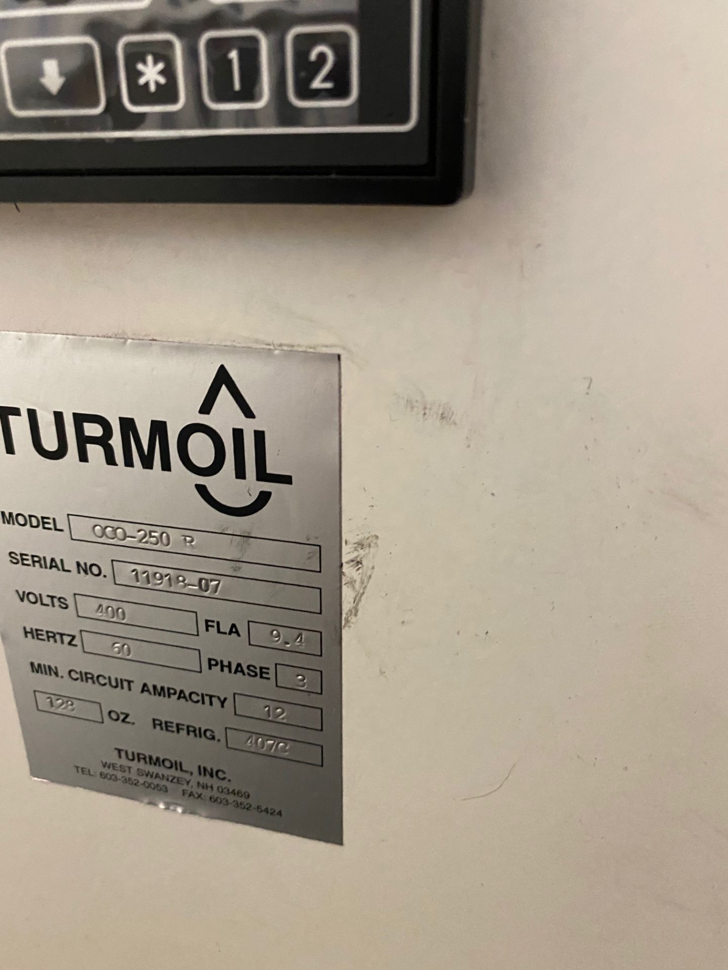 Turmoil Oil Chiller, Part # OCO-250R, 400V (From Walter Vision Grinders) - Image 2 of 2