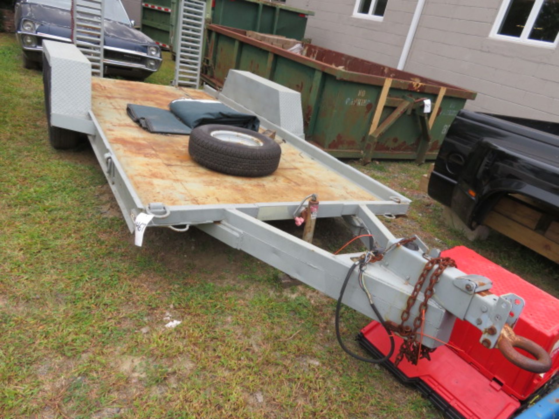 14 FT. T.A. STEEL DECK TAG TRAILER W/BEAVER TAIL RAMPS