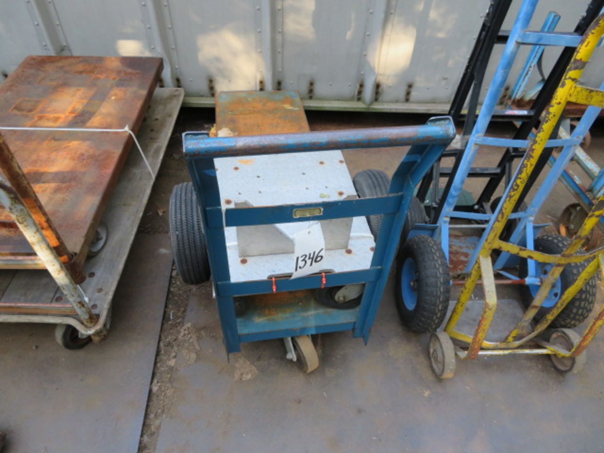 PNEUMATIC TIRE DOLLIE AND 4 FT. NARROW STOCK CART