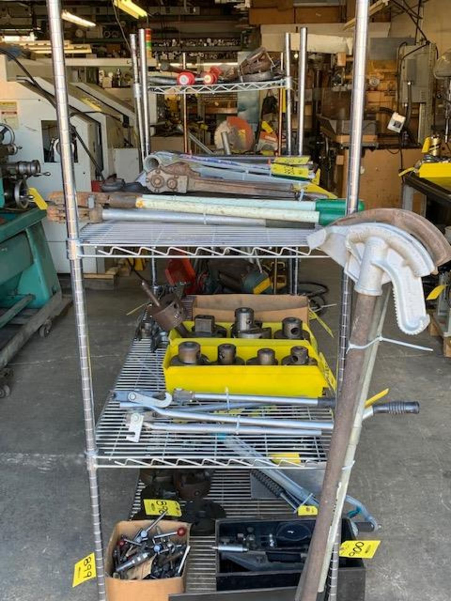 (2) MOBILE WIRE RACKS (ONE W/V-TRACK WHEELS) - Image 3 of 3