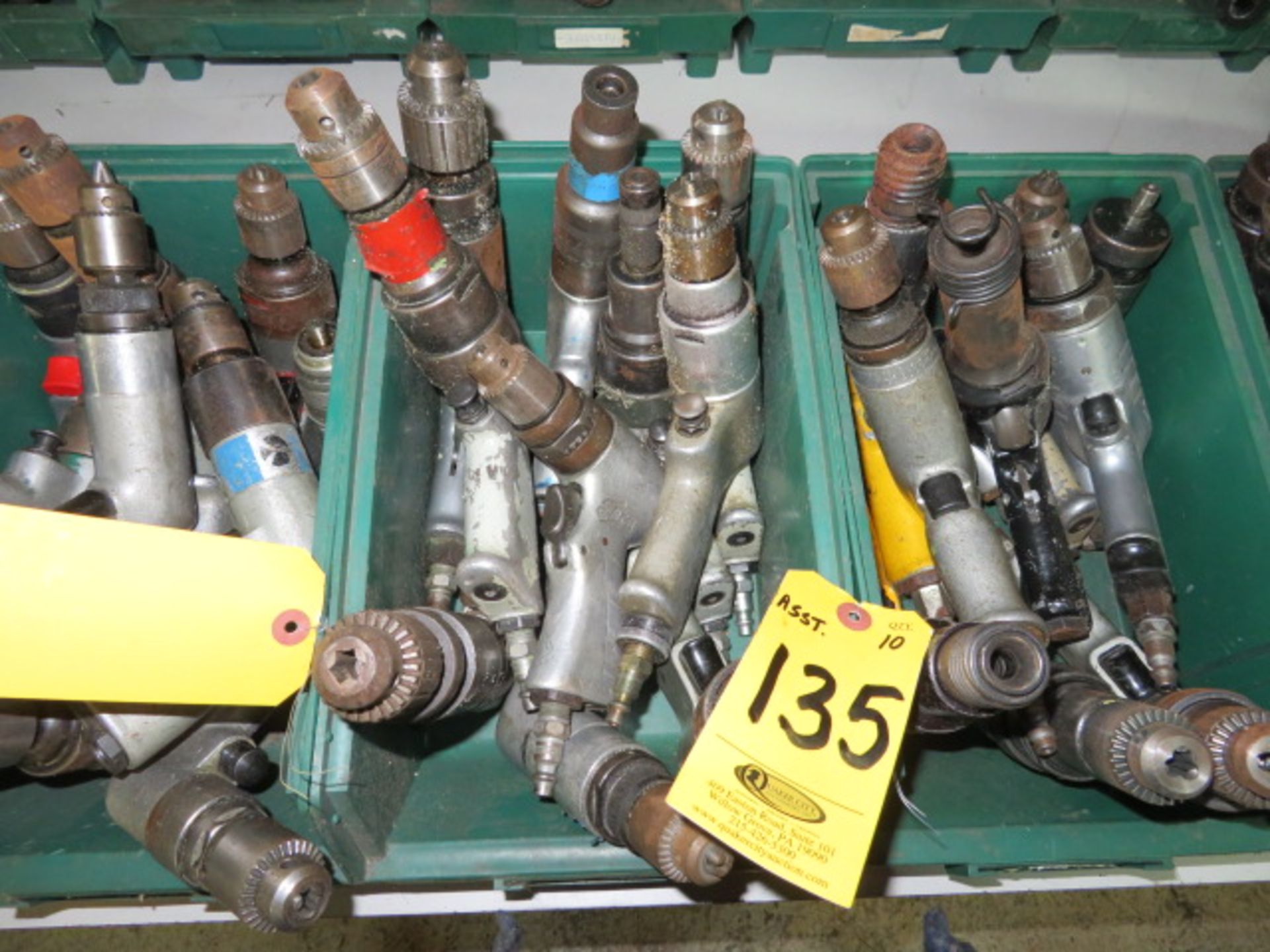 (10) ASSORTED AIR DRILLS AND TOOLS