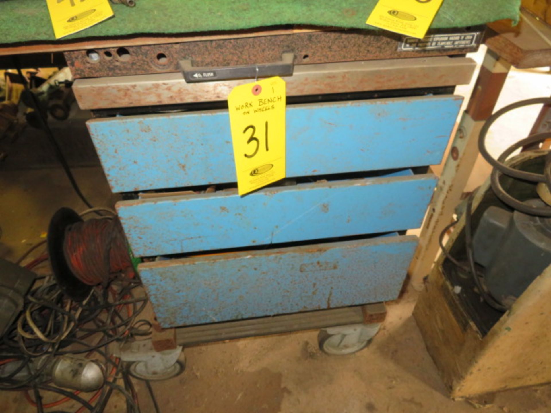 DBL. PEDESTAL MOBILE WORKBENCH W/CONTENTS IN DRAWERS - Image 2 of 4