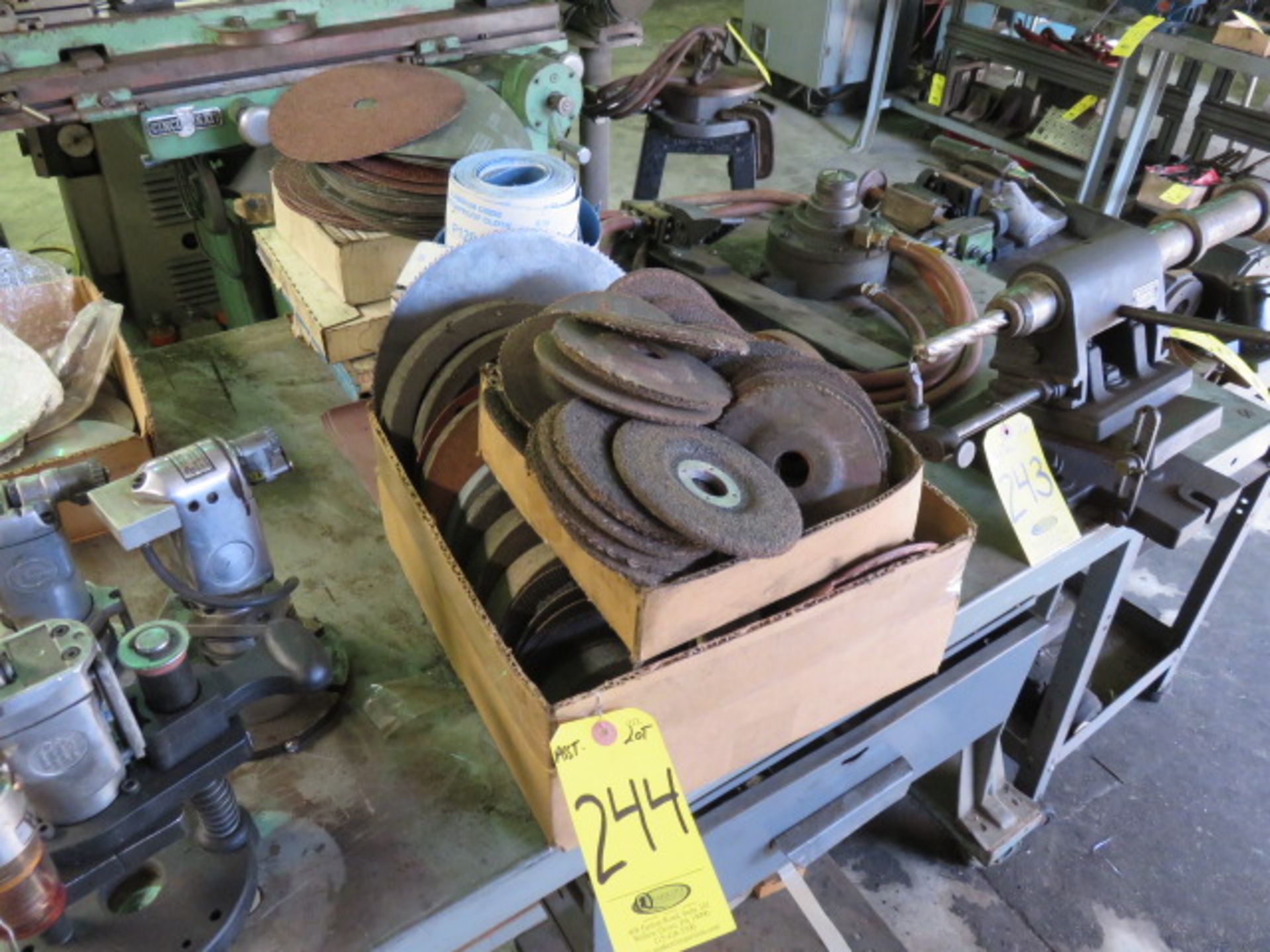 ASSORTED GRINDING WHEELS AND ABRASIVE PAPER