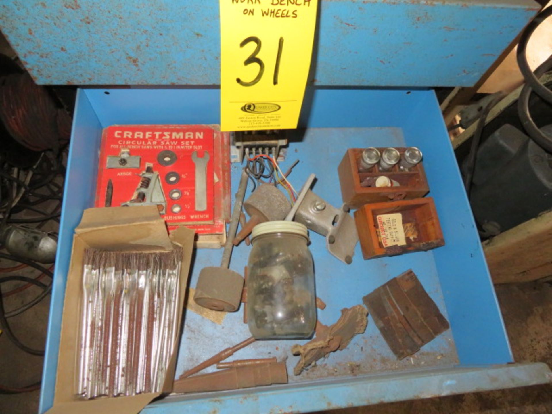 DBL. PEDESTAL MOBILE WORKBENCH W/CONTENTS IN DRAWERS - Image 4 of 4