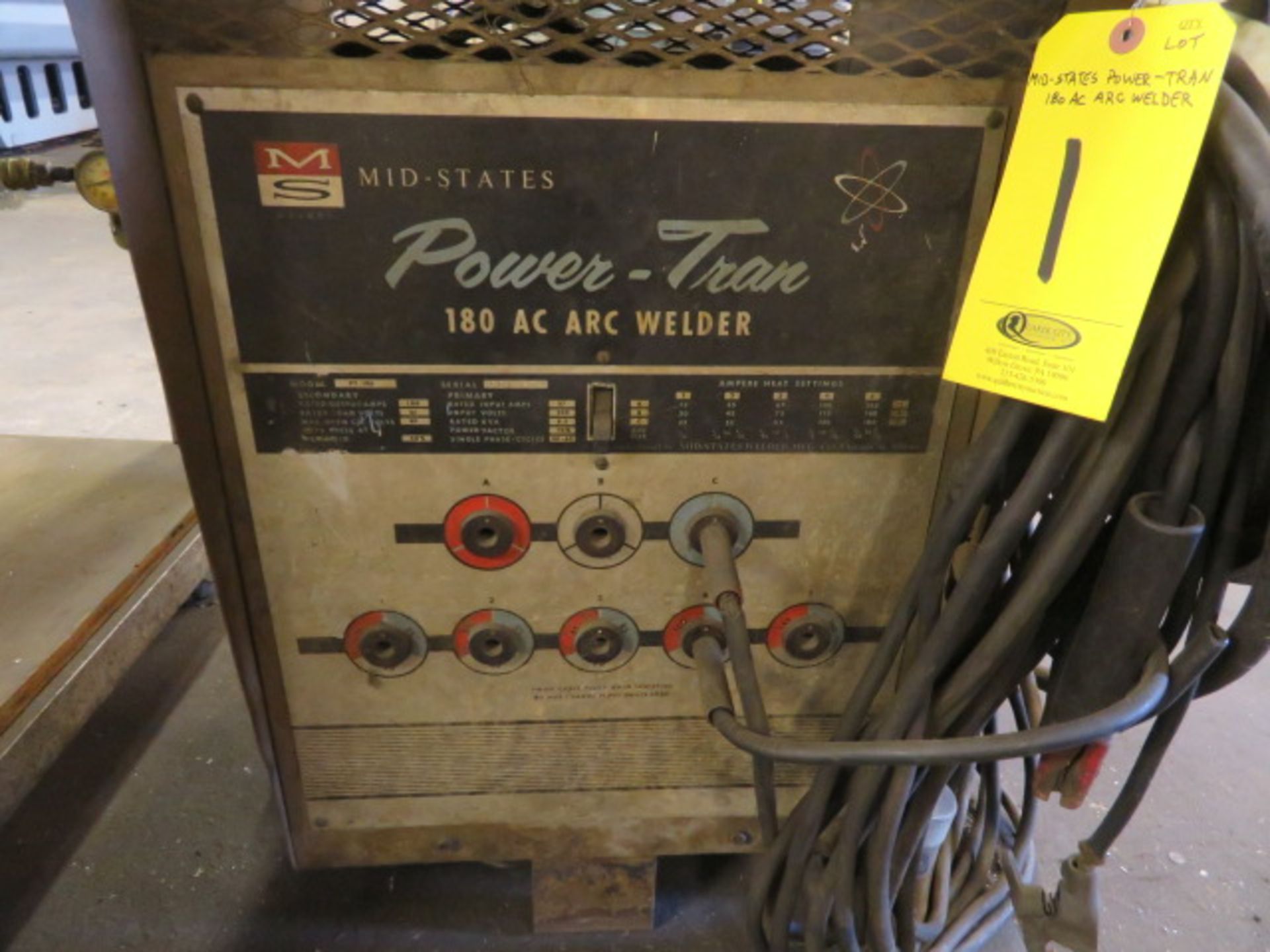 MID-STATES POWER-TRAN 180AMP STICK WELDER W/LEAD AND MASK - Image 2 of 2