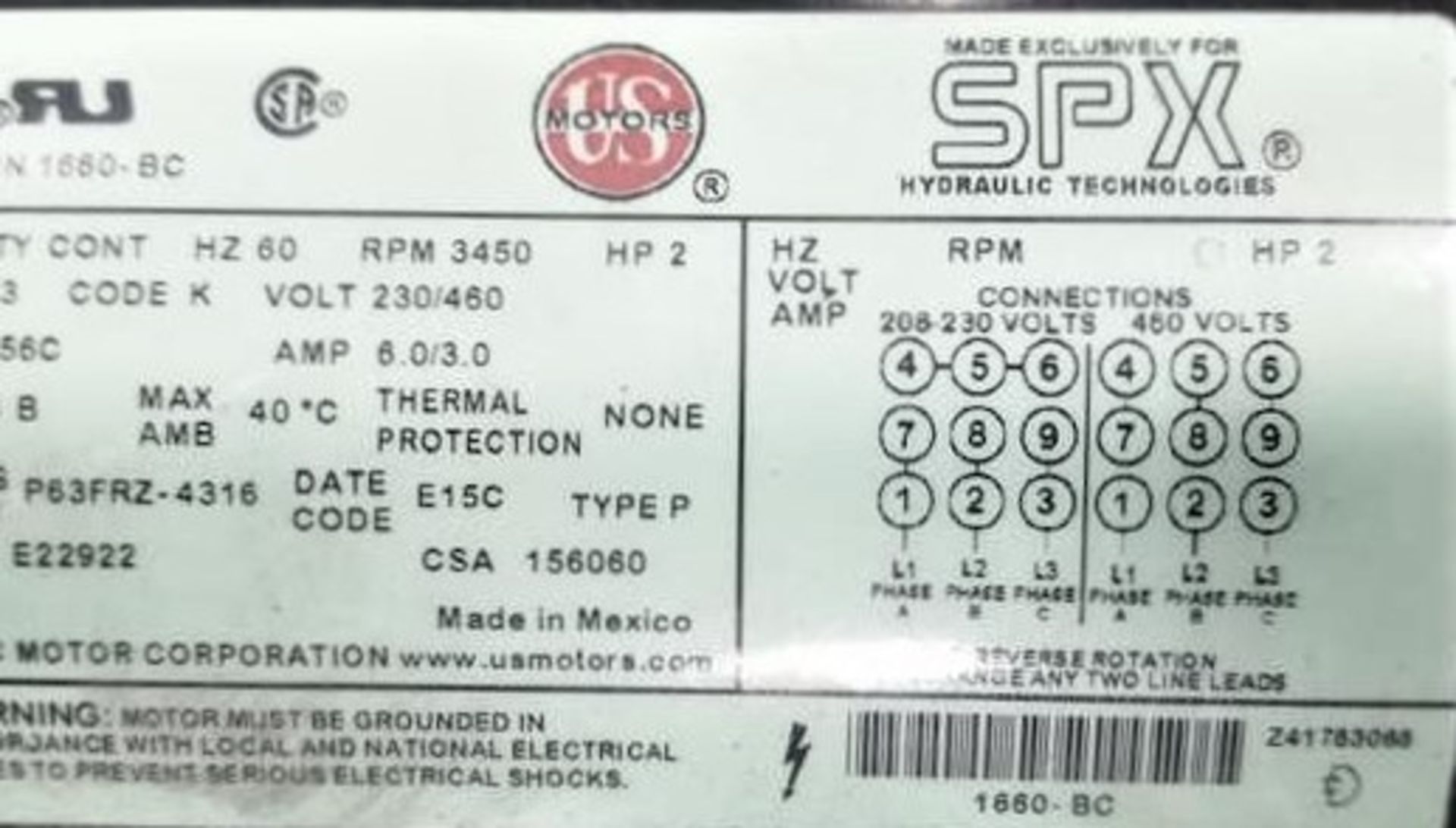 SPX US Motor Compact Hydraulic Power Pack - Image 3 of 3