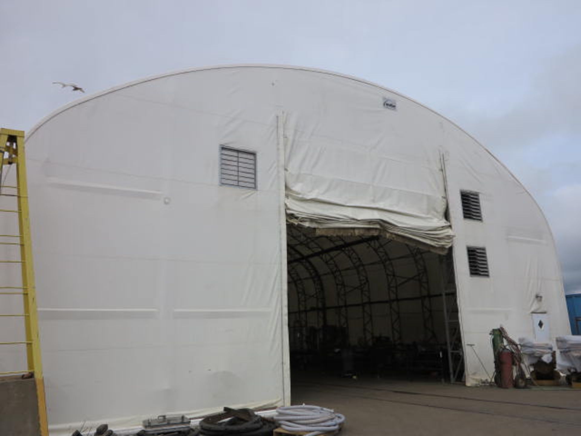 50' Quonset Hut with Prefabricated Structural Hardware, Fabric Covering, Nuts and Bolts, Vents, - Image 16 of 17