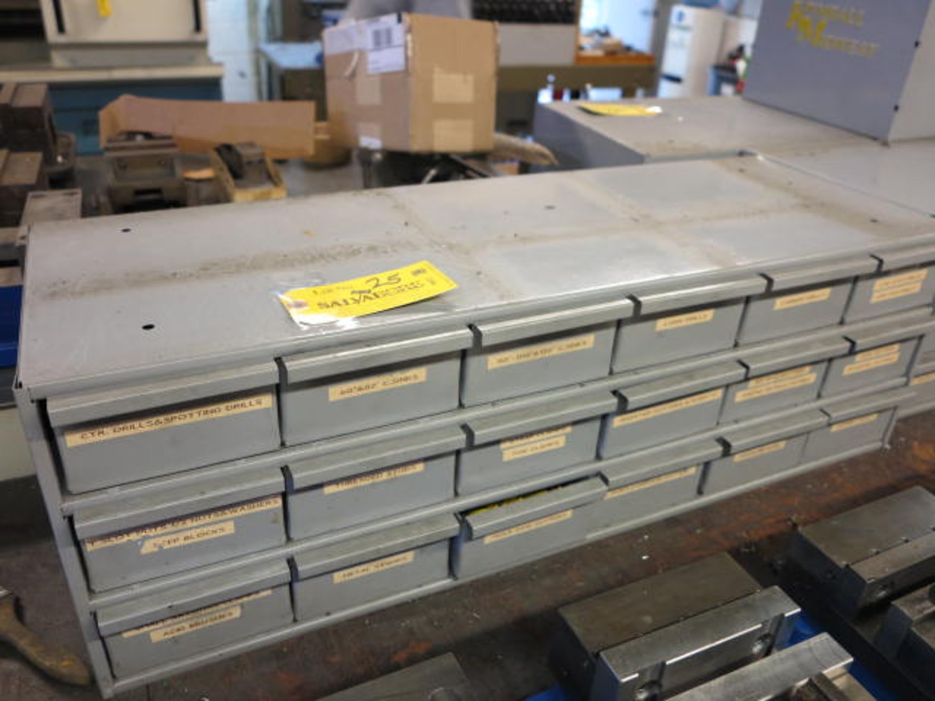 Lot Long Drills, Counter Sinks, Counter Bores and Stamps (substantially full) Location: Elmco Tool 3