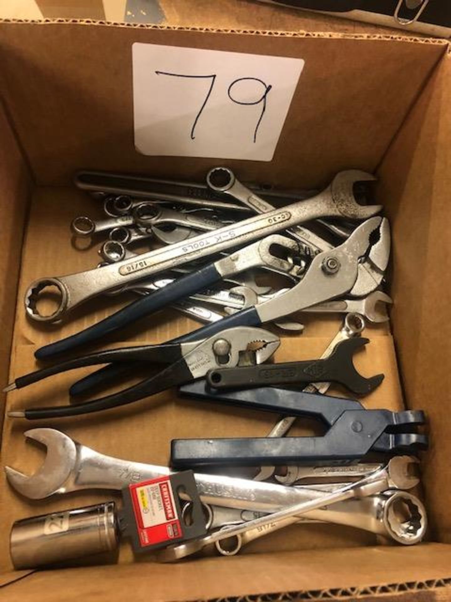 Box of various wrenches