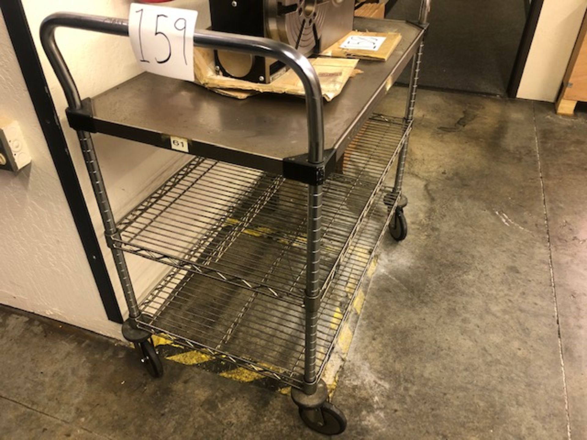 Metal cart with three shelves