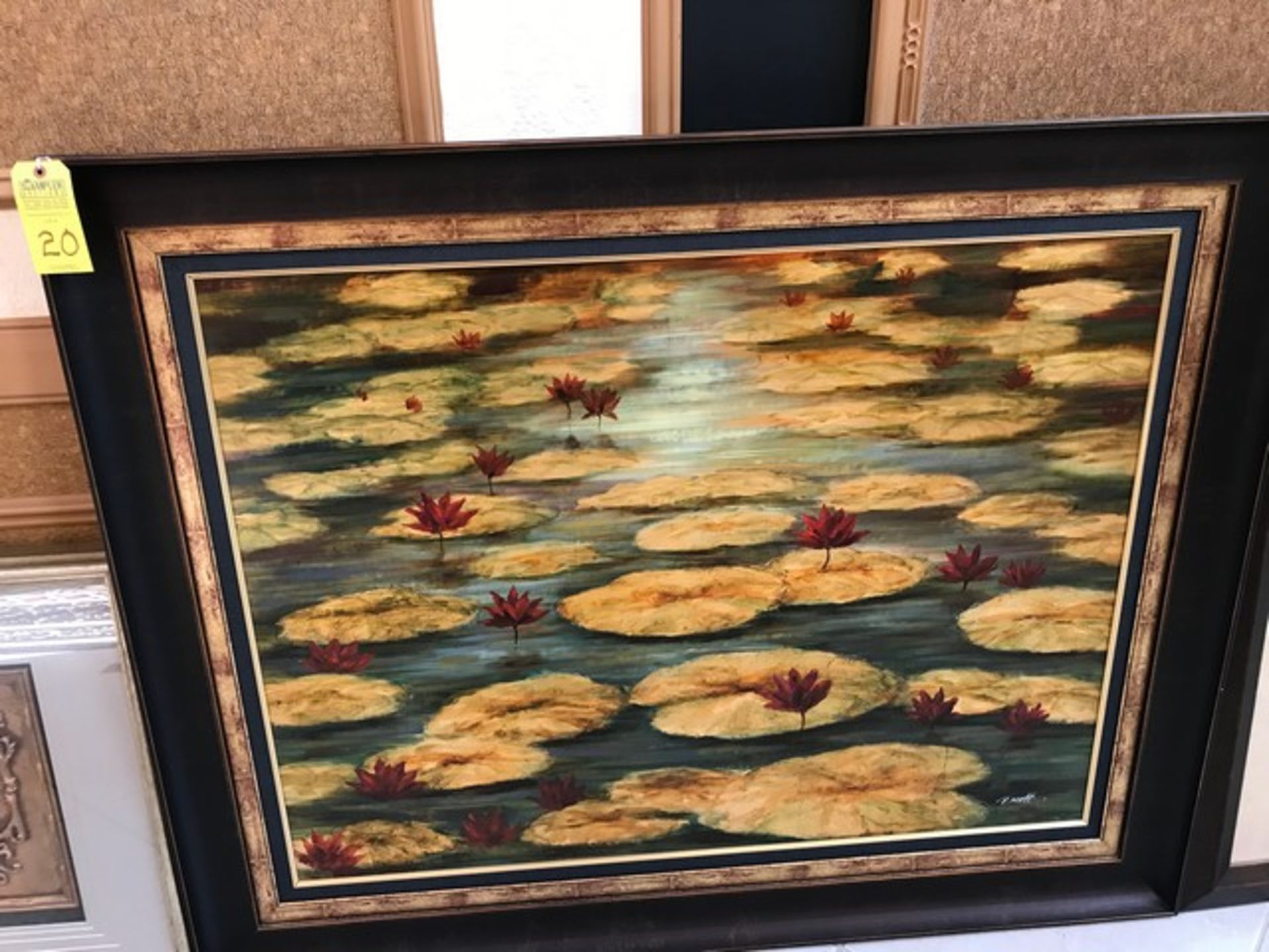CANVAS ON BOARD ART - LILY PADS - 47''H x 60''W