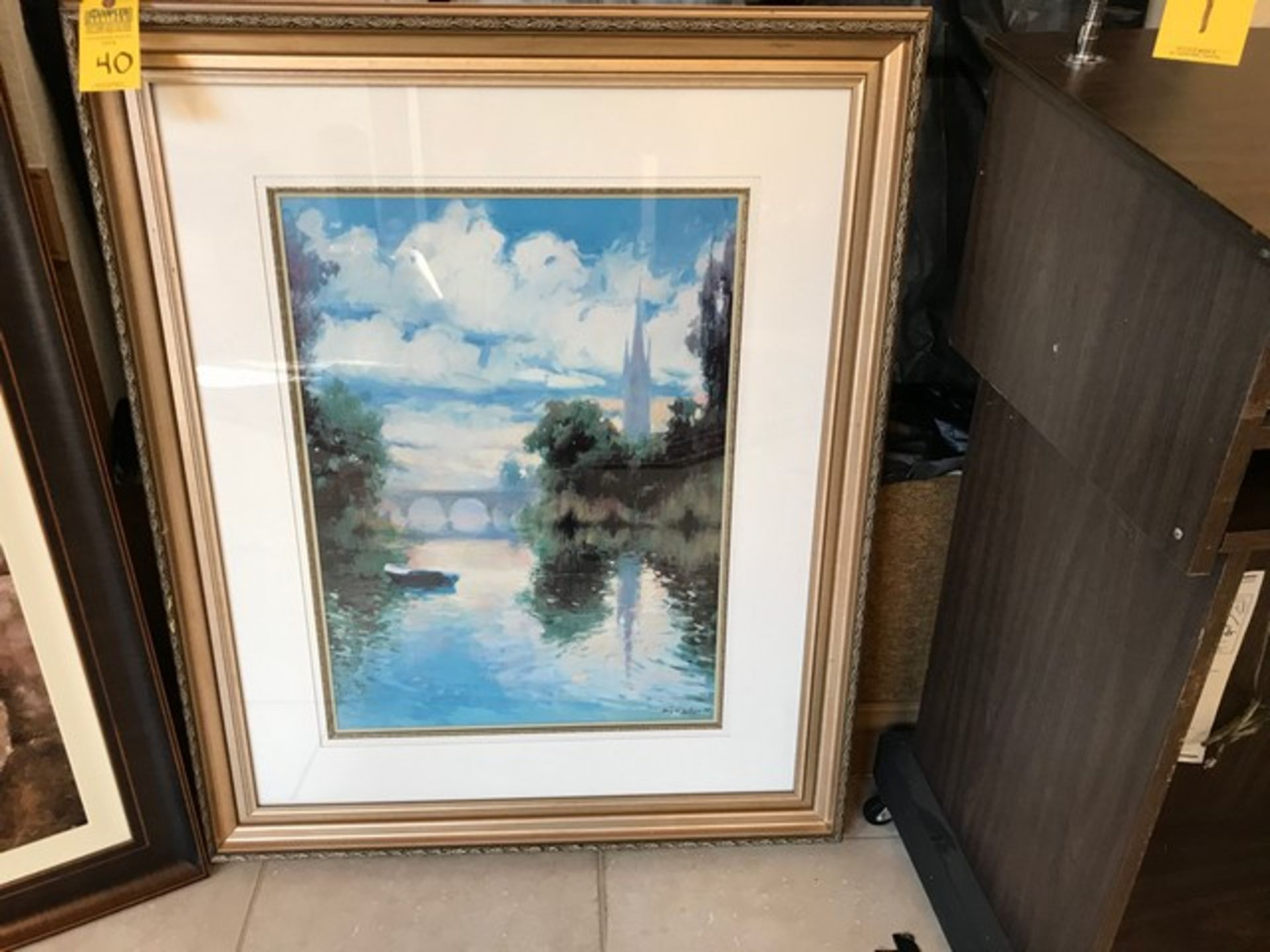 FRAMED PICTURE - BRIDGE SCENE - 48''H x 46''W