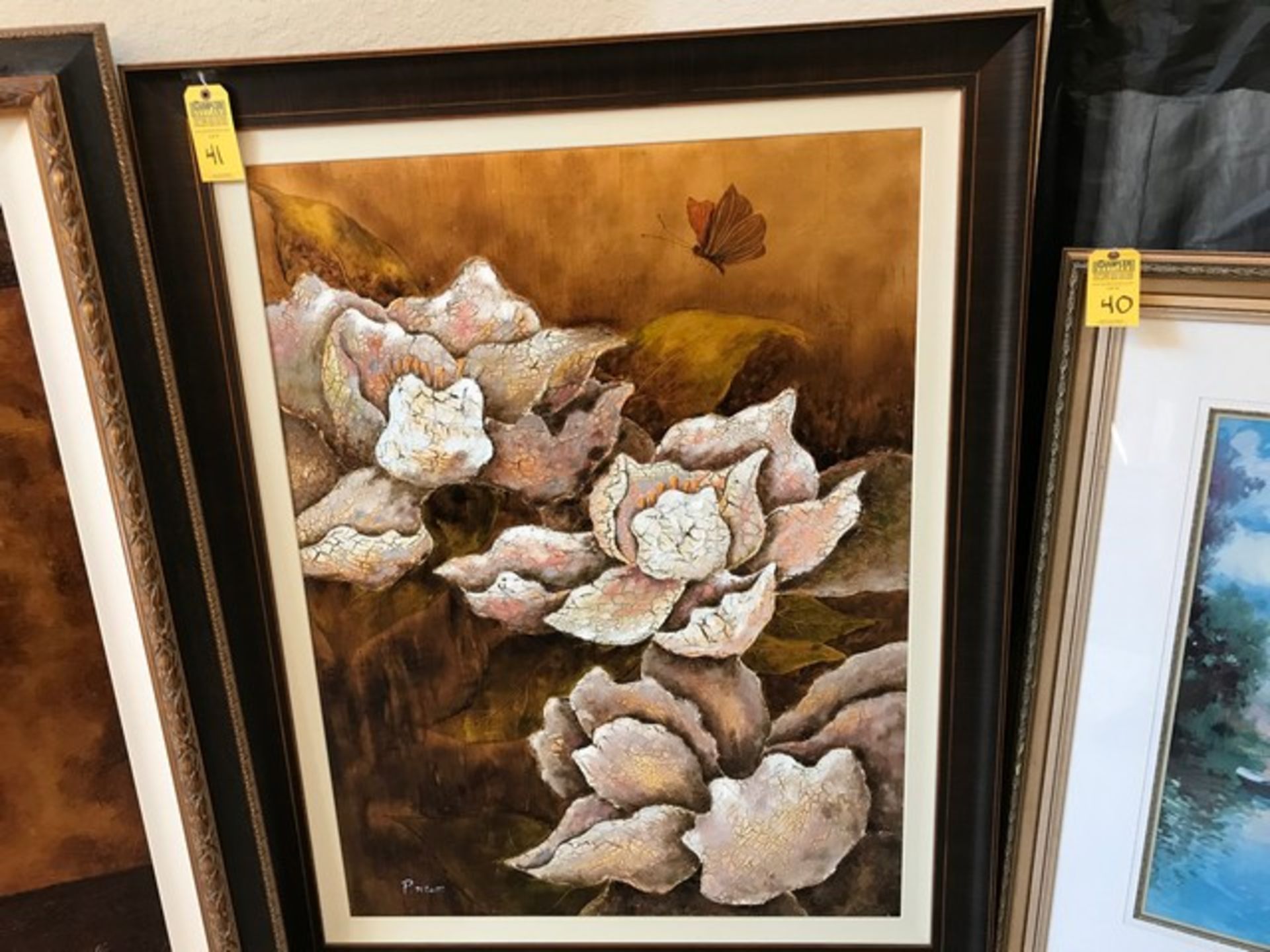 FRAMED OIL ON CANVAS - FLORAL - 58''H x 46''W