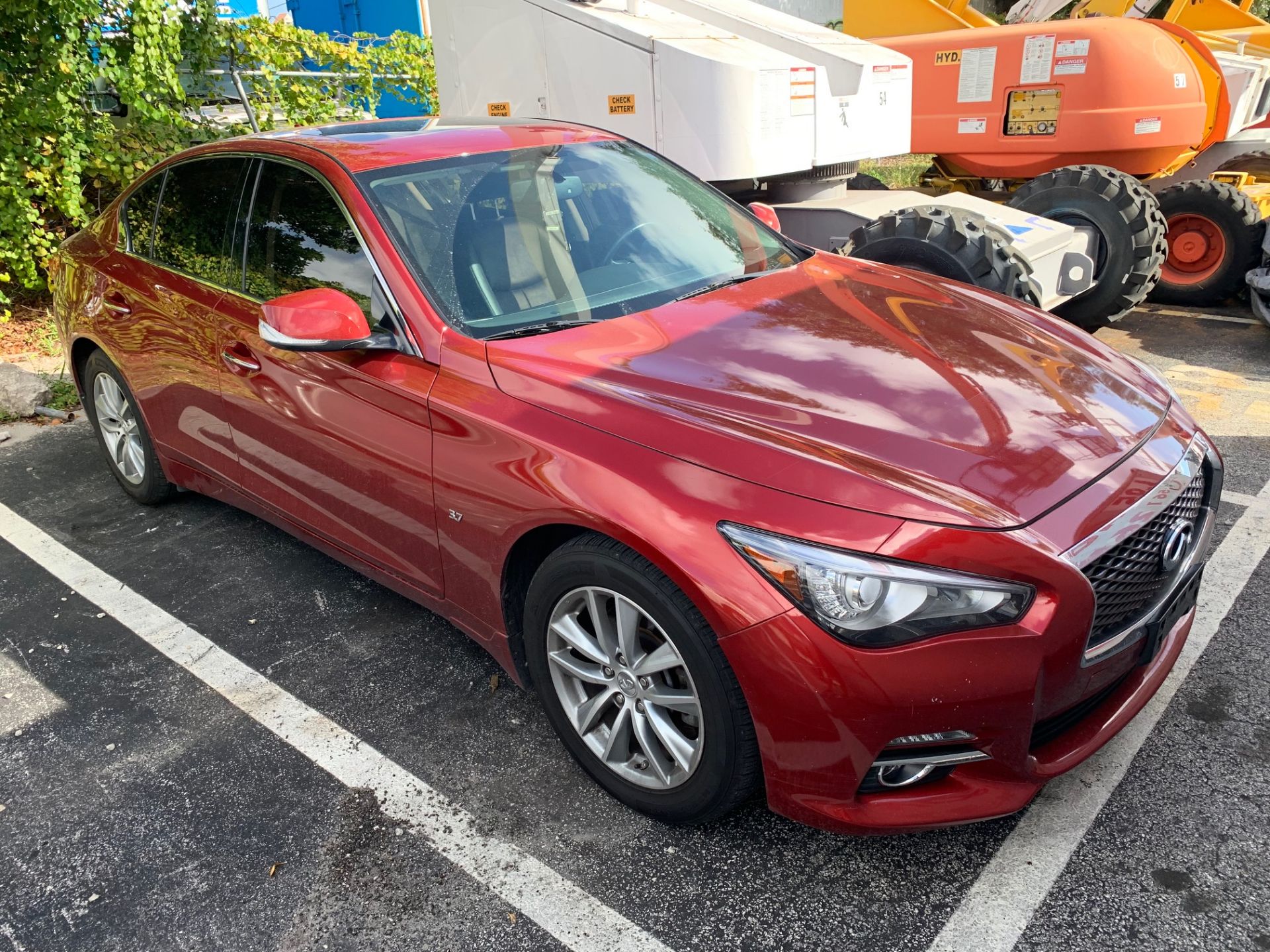 2015 INFINITI Q50 AWD 3.7 PREMIUM - VIN #JN1BV7ARXFM391064 - RED - LEATHER INTERIOR - SUN ROOF -