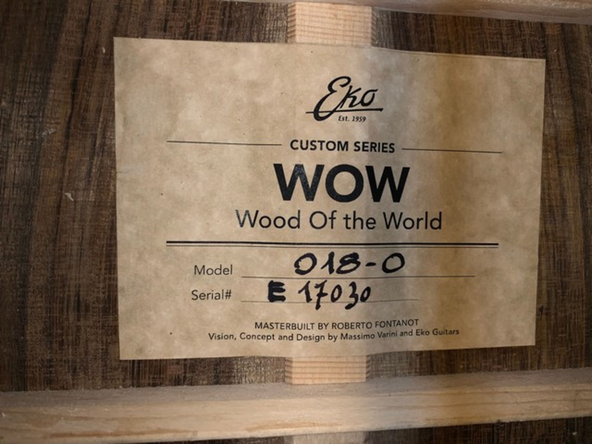 EKO WOW ''WOOD OF THE WORLD'' ACOUSTIC GUITAR WITH HARD CASE - Image 2 of 3