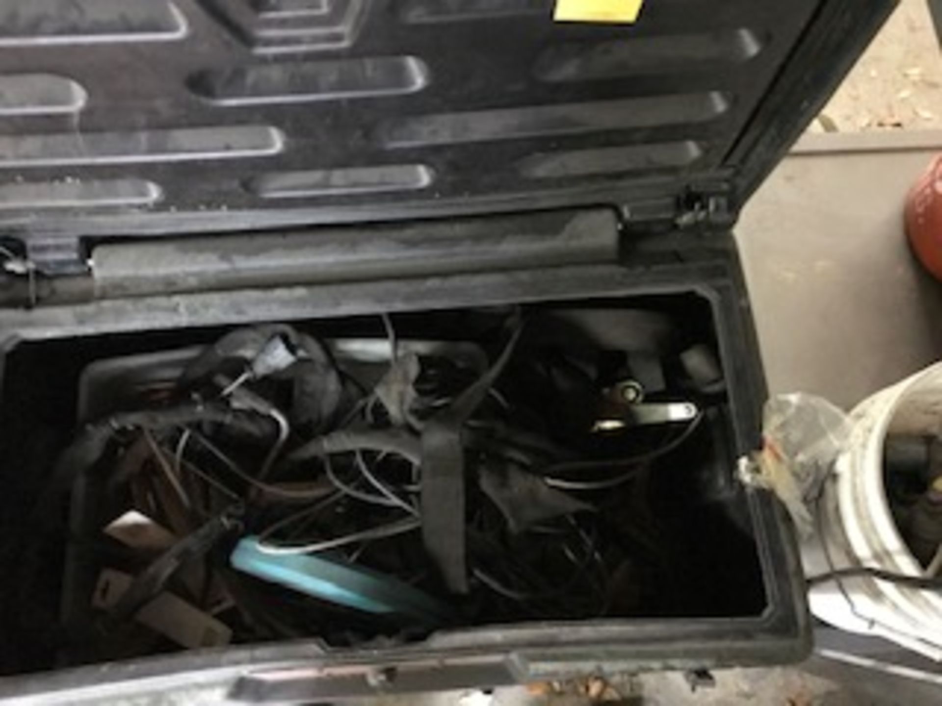 TOOL BOX FOR TRUCK WITH CABLES & PLUMBING SNAKE