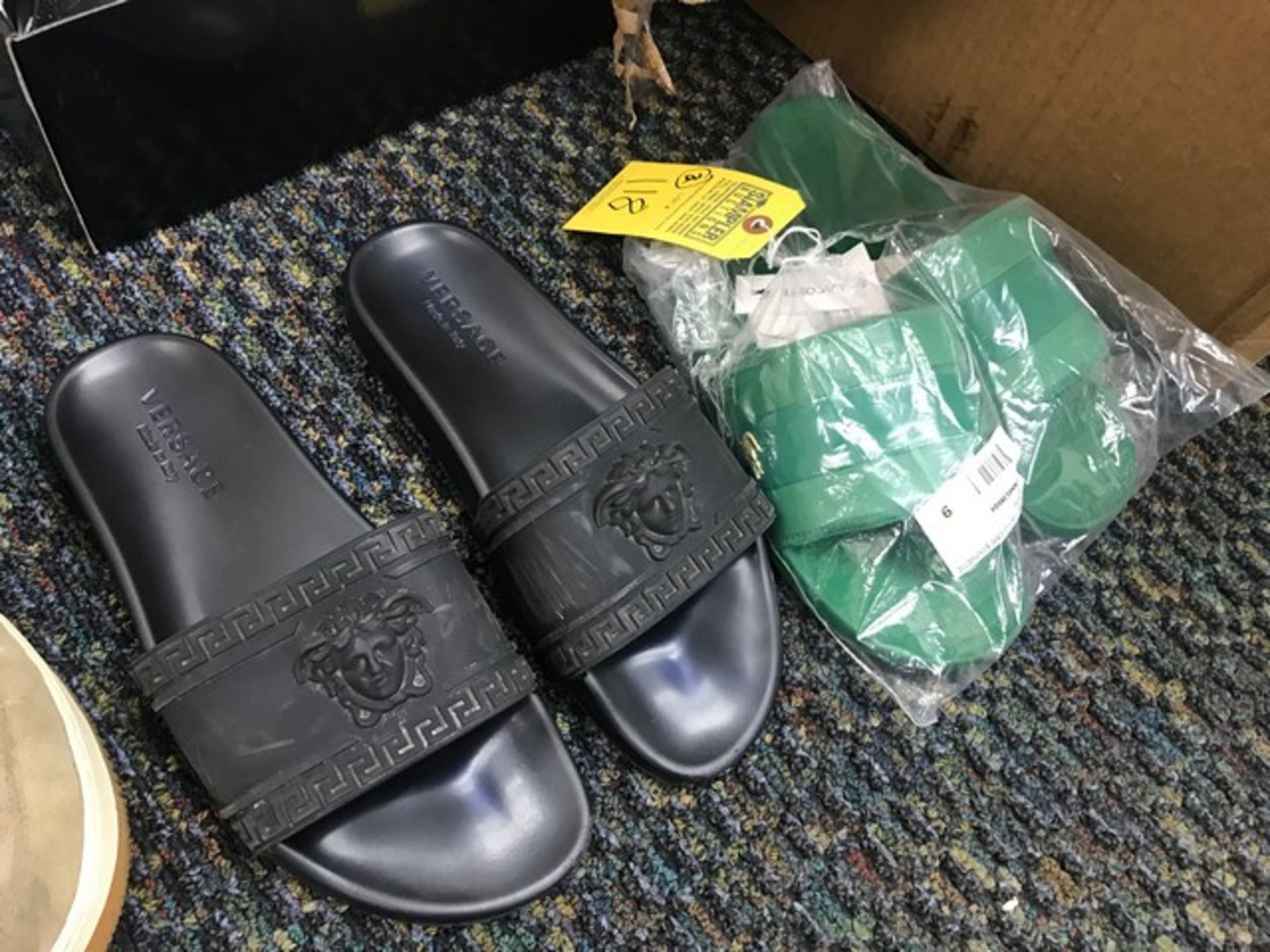 PAIR SANDALS / SLIDES - LACOSTE / VERSACE